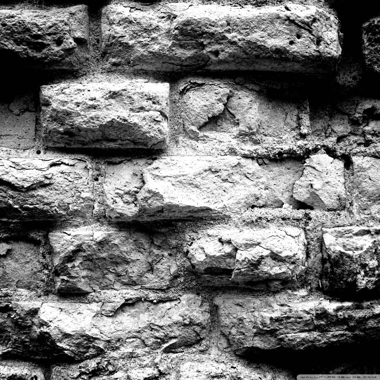 1280x1280 Old Brick Wall Black And White Ultra HD Desktop Background Wallpaper for 4K UHD TV : Multi Display, Dual Monitor : Tablet