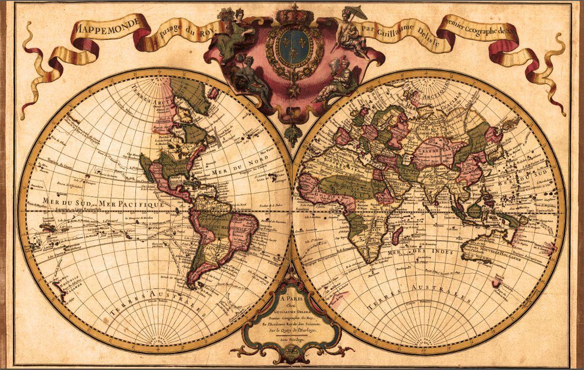 1200x760 Wallpaper mural old world map vintage color