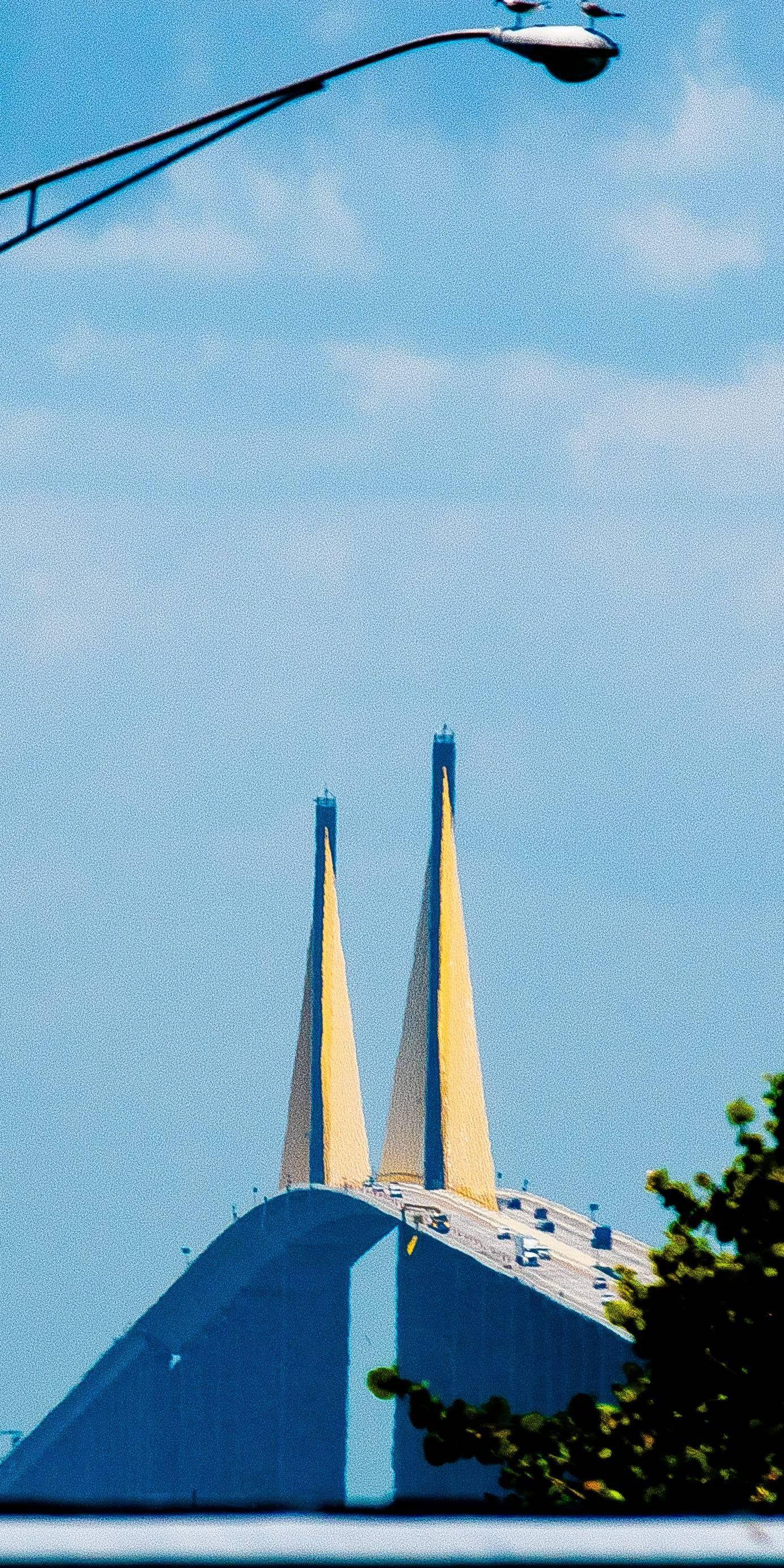 1387x2774 Phone wallpaper for you guys! It's the Sunshine Skyway Bridge; I snapped it last week
