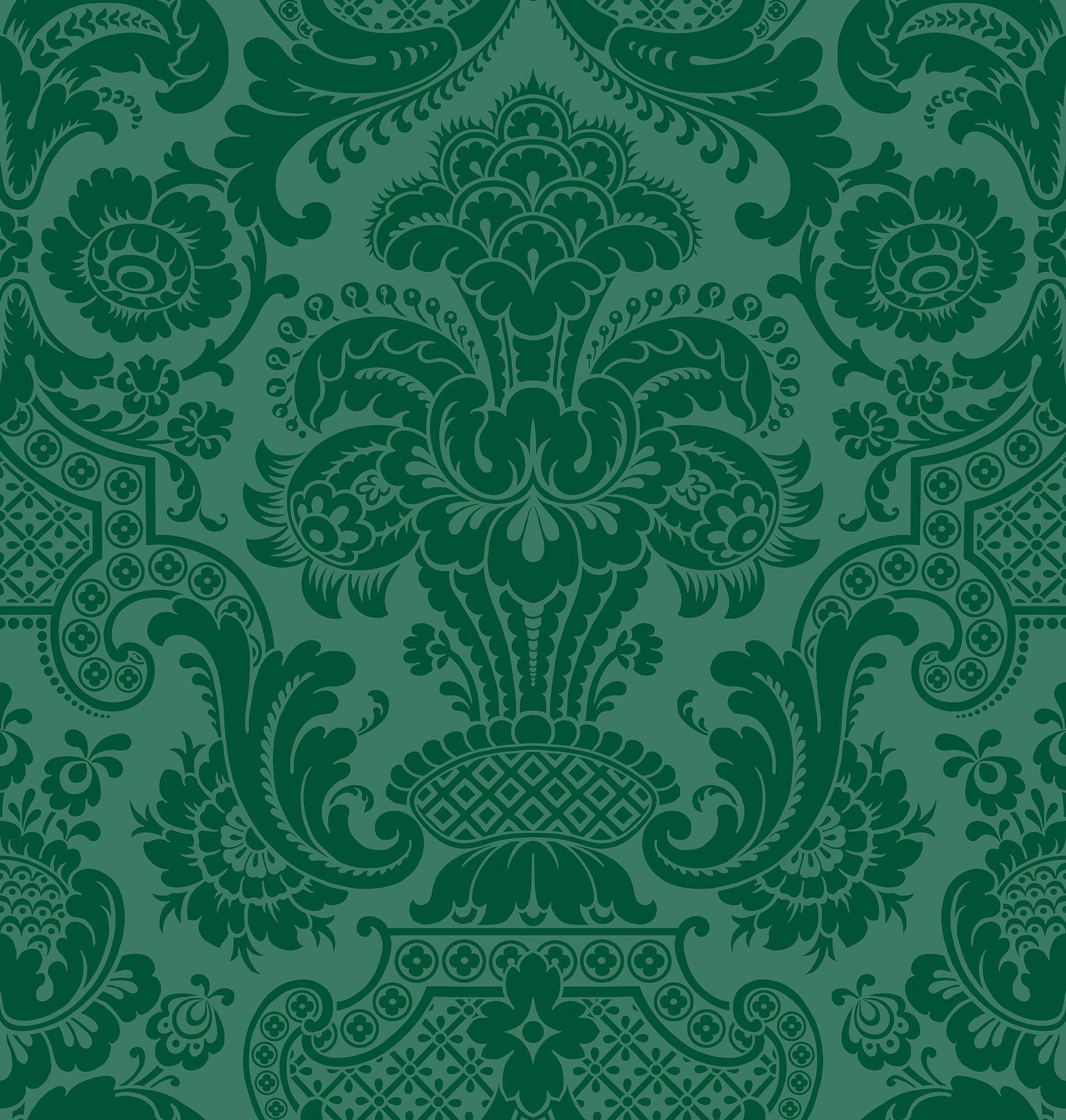 Premium Green Mughal Pattern Design Wallpaper Customised  lifencolors