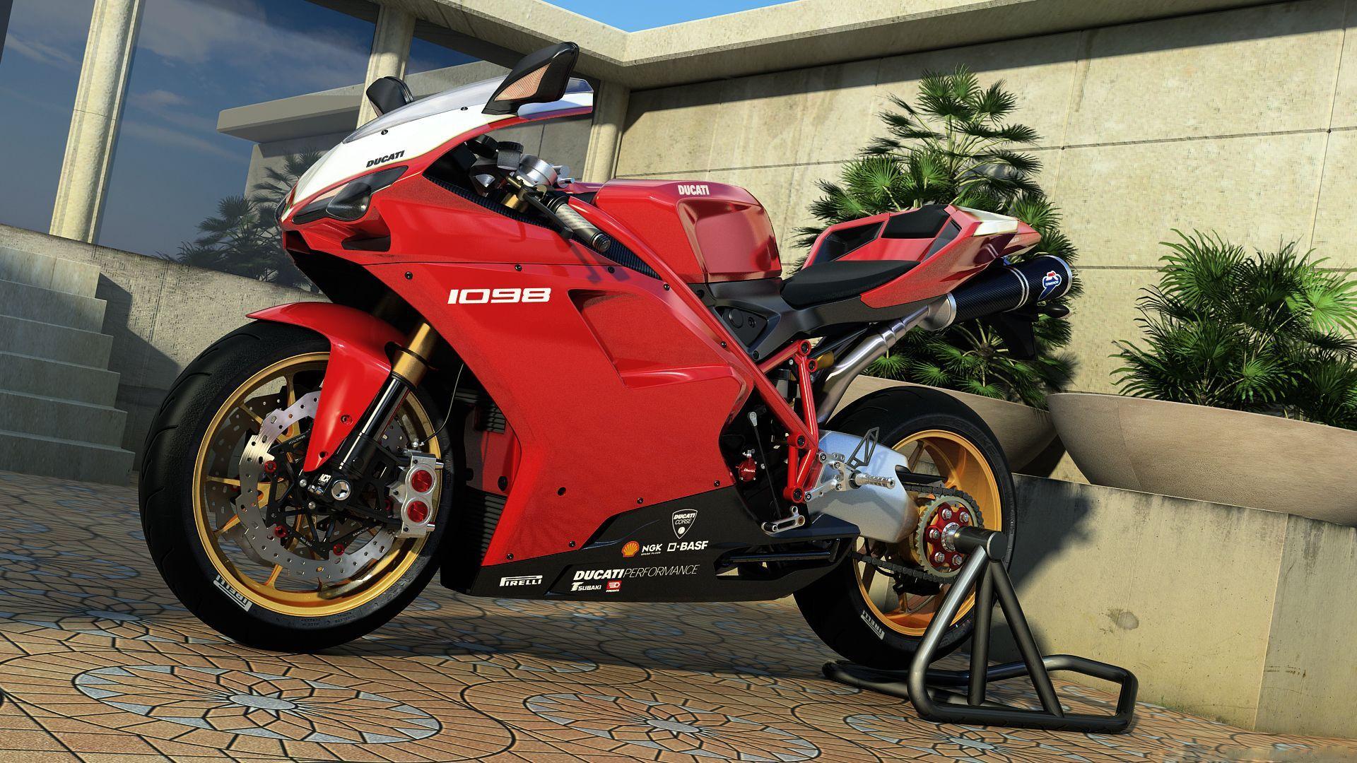 1920x1080 Красный Ducati 1098 dangeruss Wallpaper