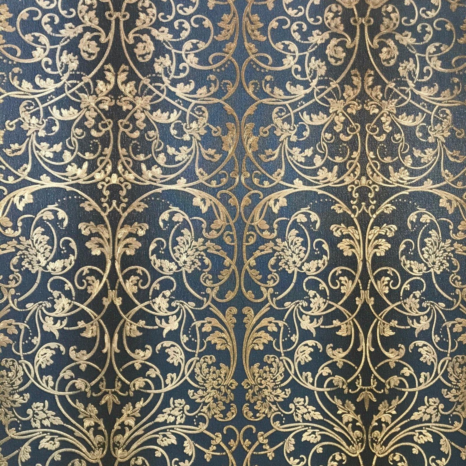 1600x1600 8545 03 Navy Blue Gold Damask Wallpaper