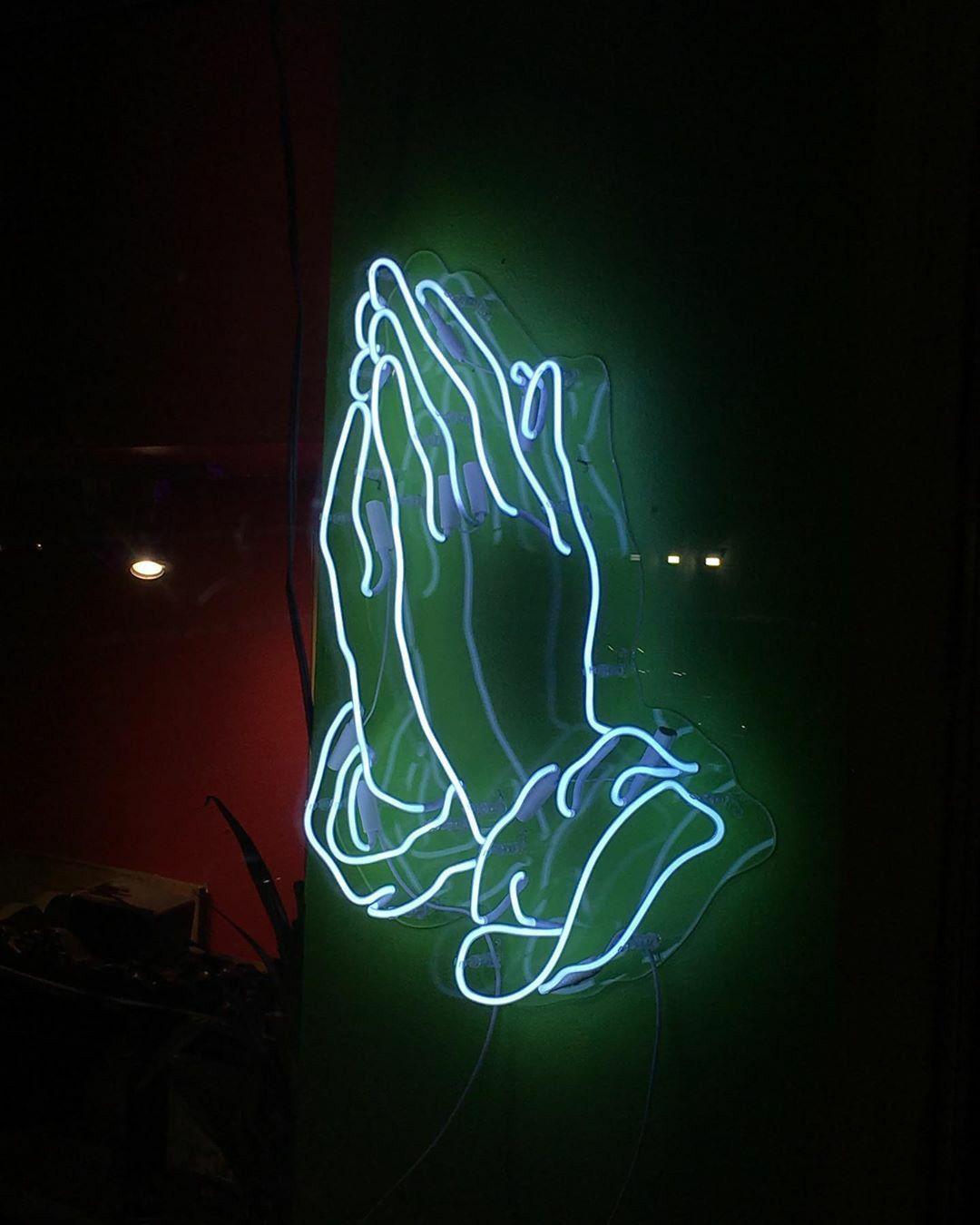 1080x1350 Green Neon Prayer Hands. Neon sculpture, Neon signs, Custom neon signs