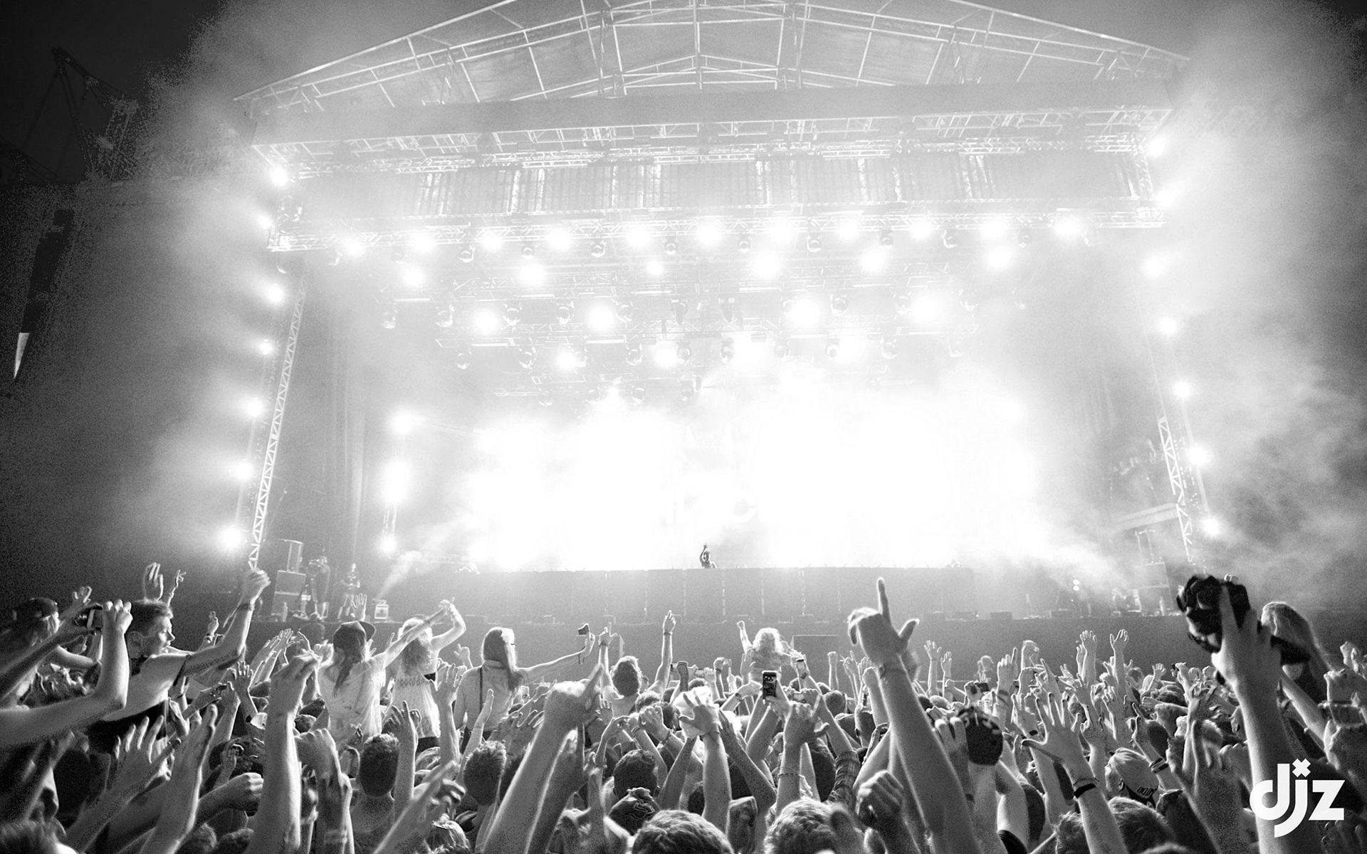 1920x1200 Rave, Concert, BW, Lights, DJ, Crowd HD desktop background 1716 - Concert Desktop Wallpaper