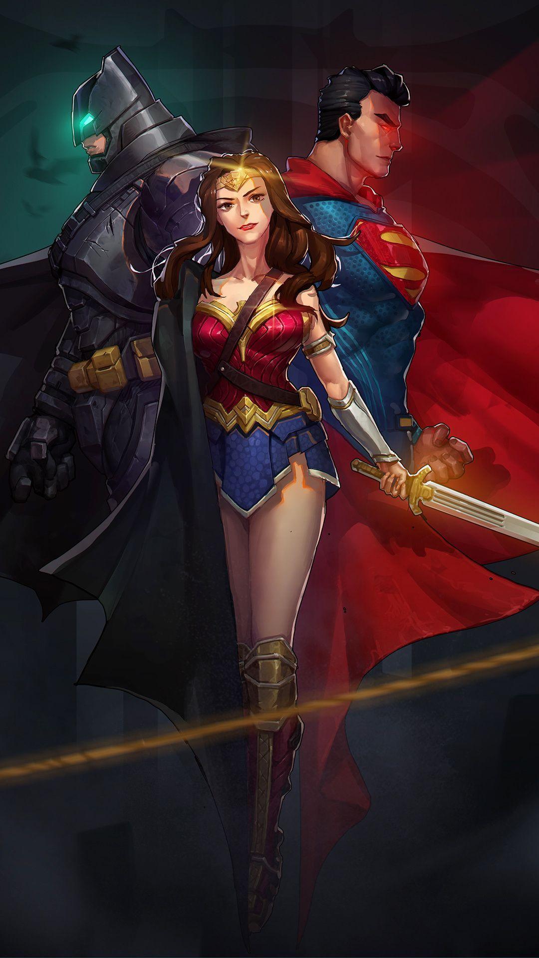 1080x1920 Fanart, Justice League, guardian, Superheroes, wonder woman, batman, superman wallpap. Batman superman wonder woman, Wonder woman, Superman wonder woman