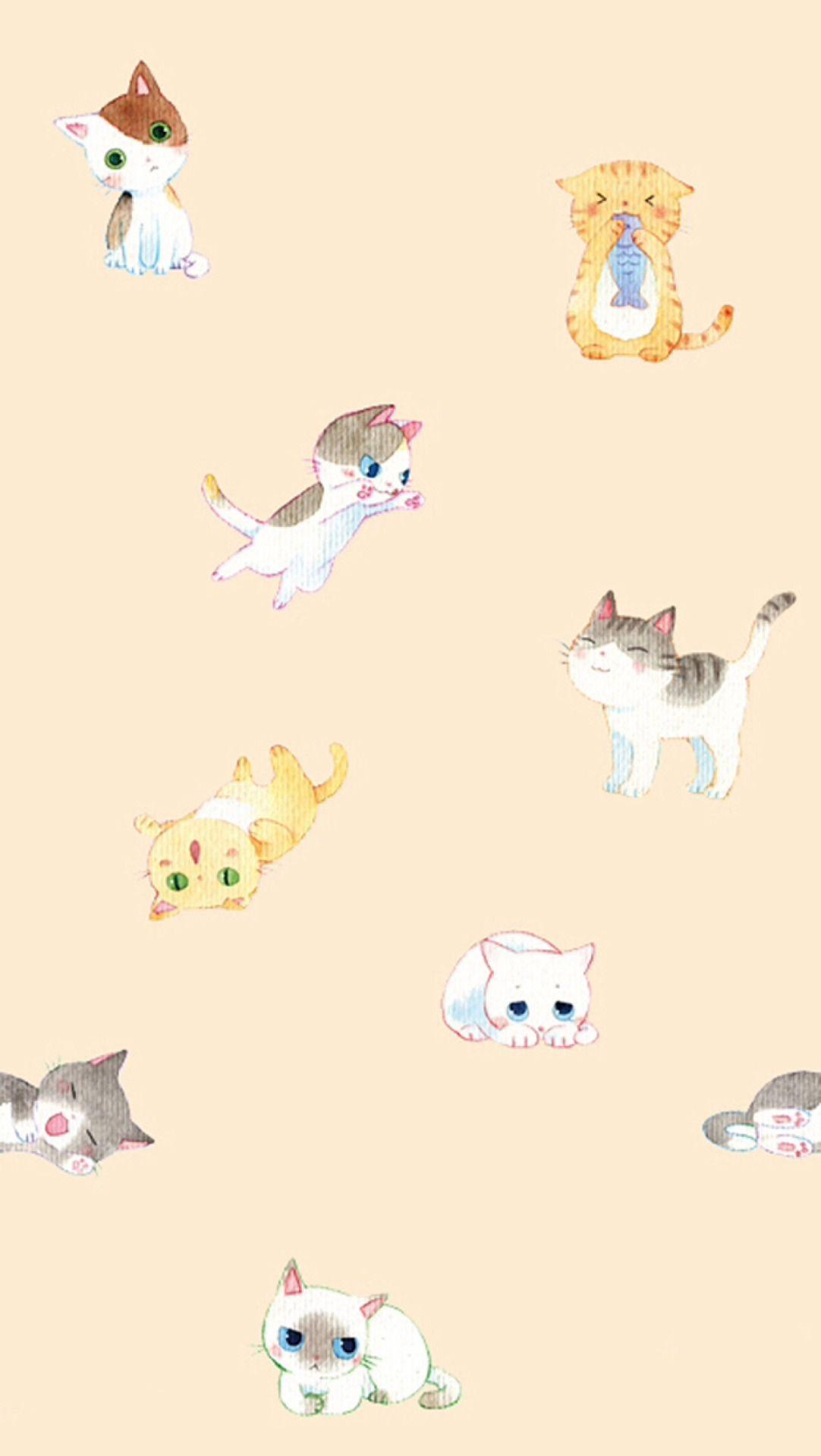 1082x1920 Kawaii Kittens Wallpaper