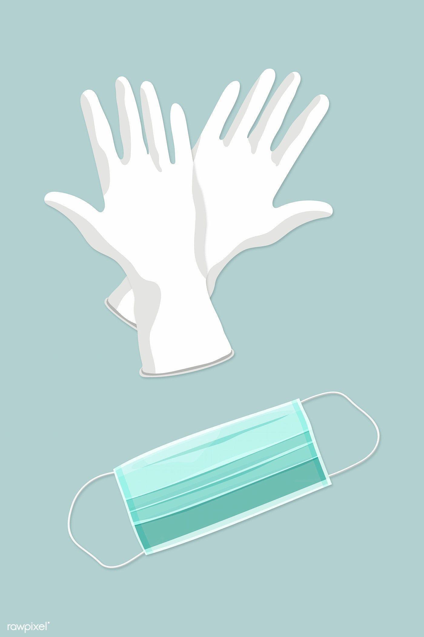 1400x2101 Green disposable surgical mask and white gloves vector. free image by rawpixel.com / Aew. Vector free, Dental wallpaper, Digital art design