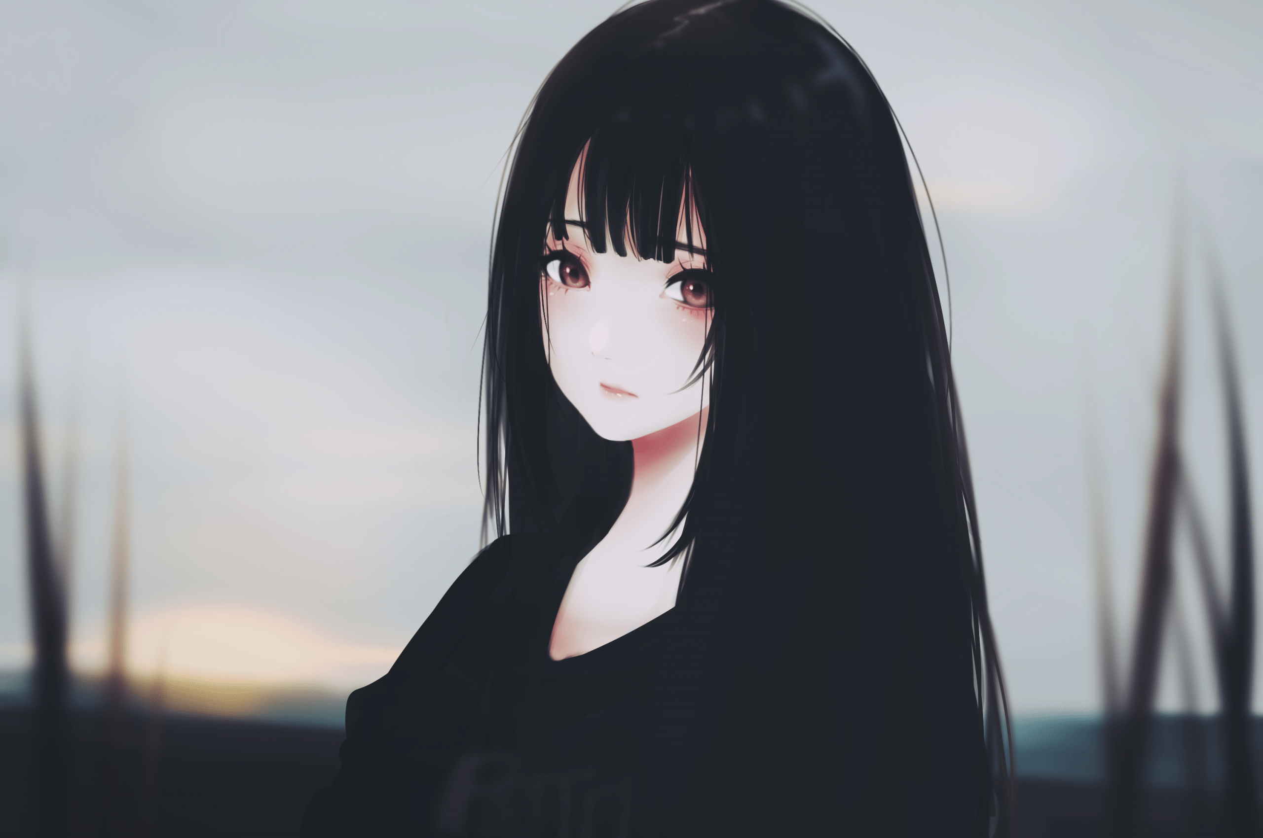 Beautiful Anime Girl Black Anime Girl Black Hair HD phone wallpaper   Pxfuel