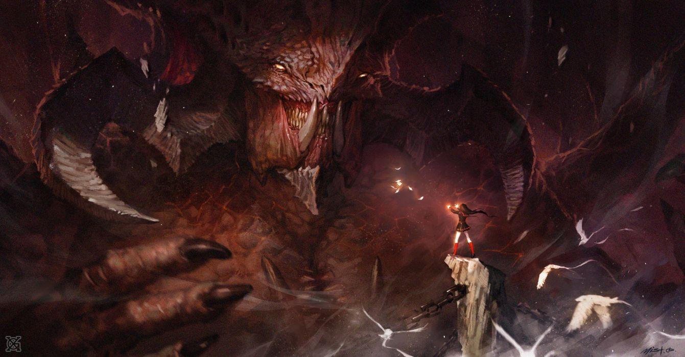 1341x700 Original characters fantasy fantasy art monster girl wallpaperx1002