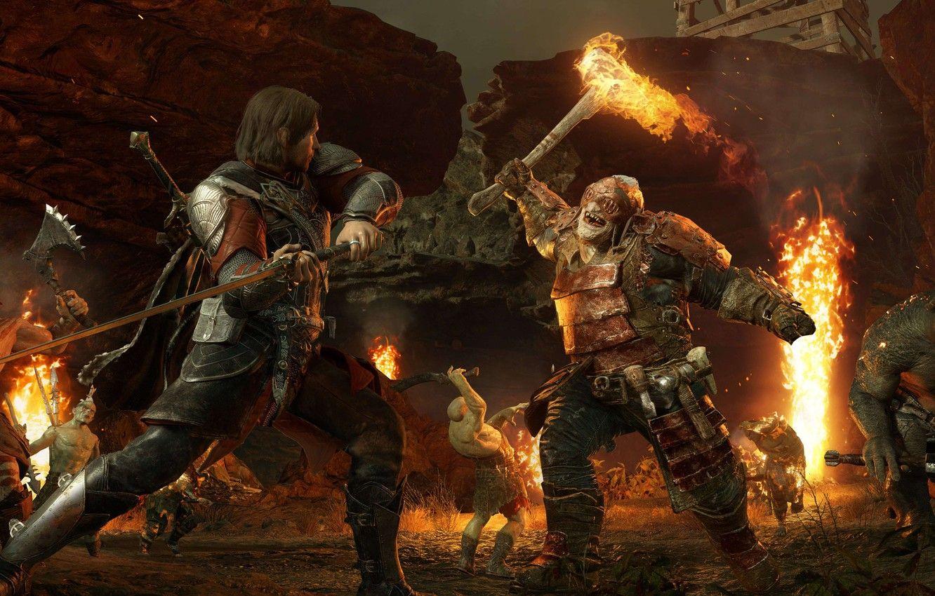 1332x850 Wallpaper Battlefield, Sword, Monster, Weapon, War, Man, The Lord Of The Rings, Blade, Battle, Evil, The Hobbit, Middle Earth: Shadow Of Mordor, J. R. R. Tolkien, Shadow Of Mordor, Talion, Middle Earth: Shadow Of