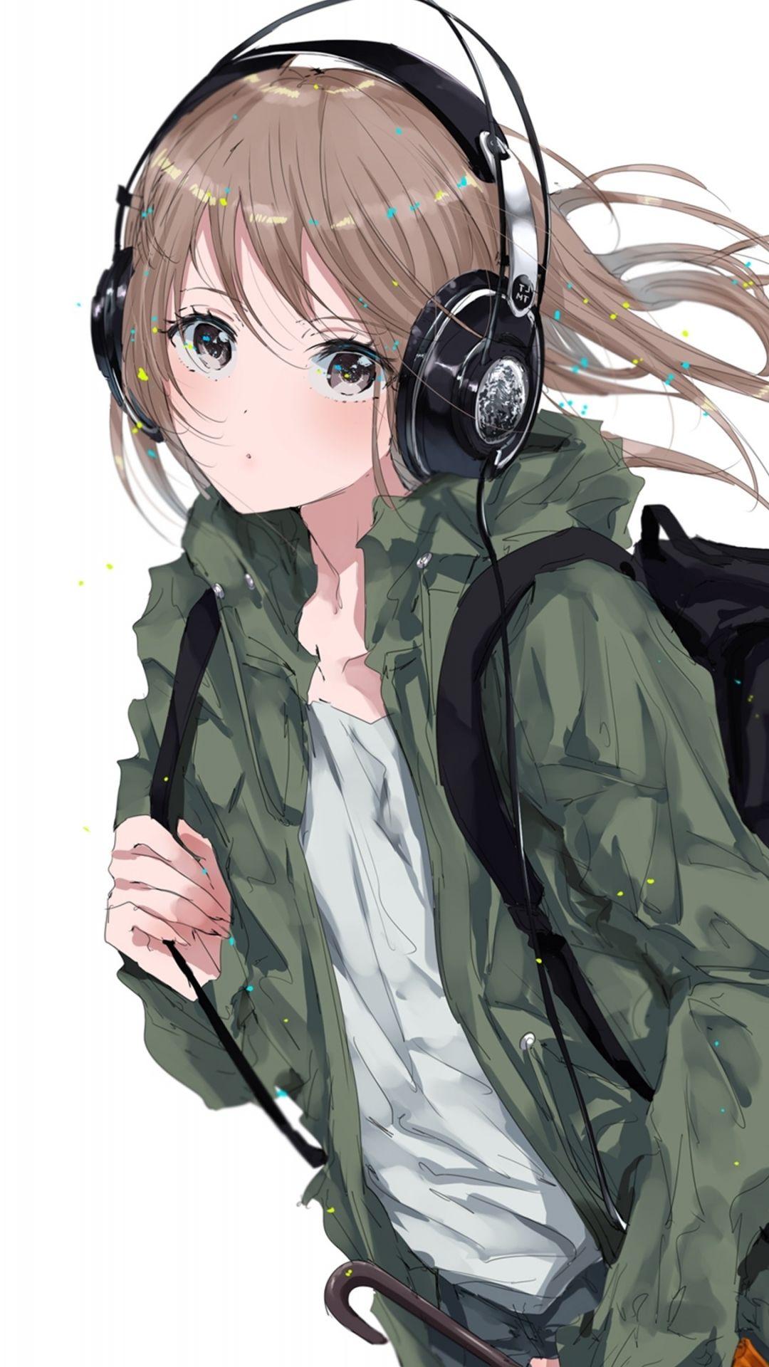 1080x1920 Download 1080x1920 wallpaper original, anime girl, bag, headphone, walk, samsung galaxy s s note, sony xperia z, z z z htc one, lenovo vibe, google pixel oneplus honor xiaomi