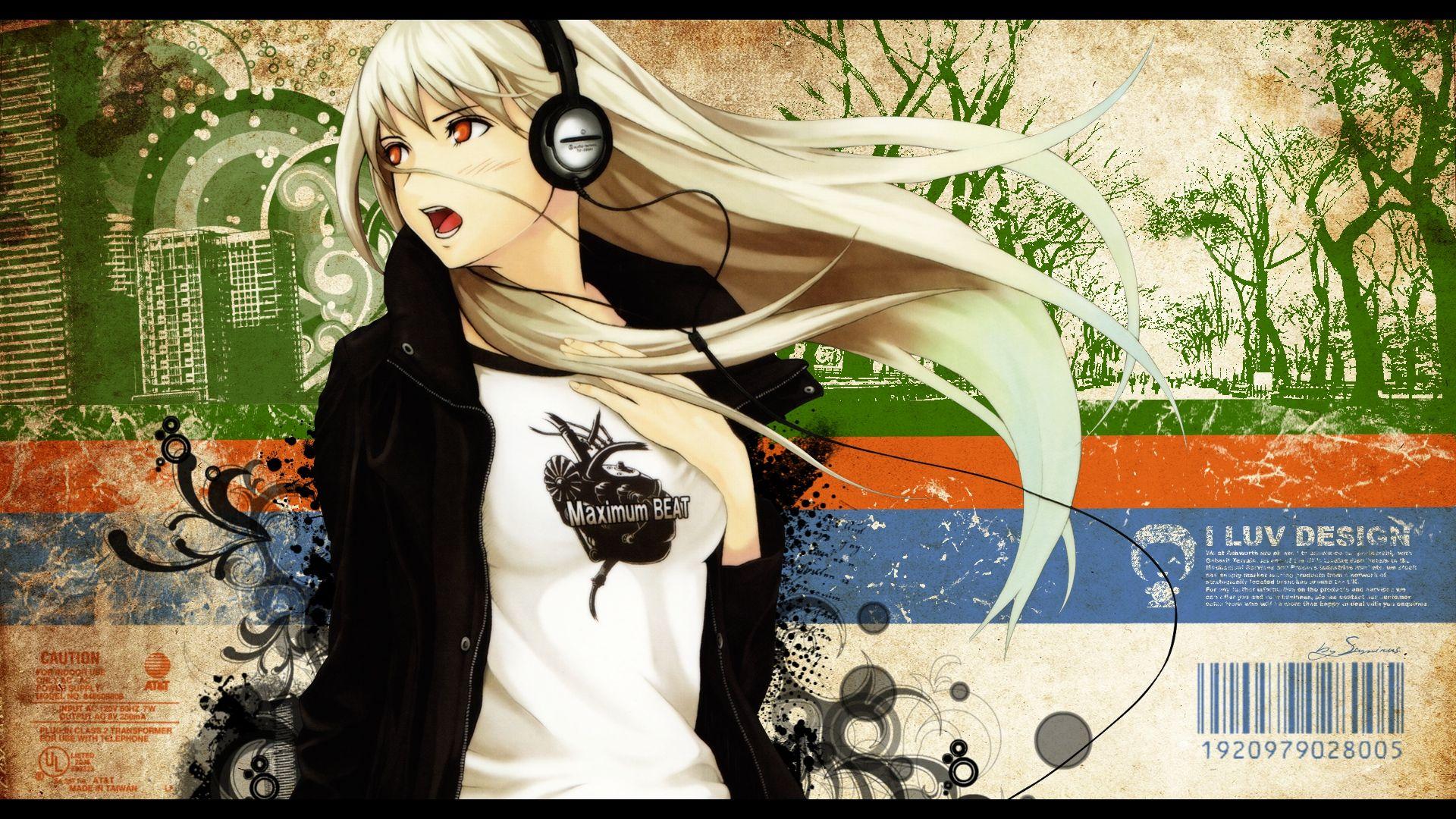 1920x1080 Anime Girl Headphones