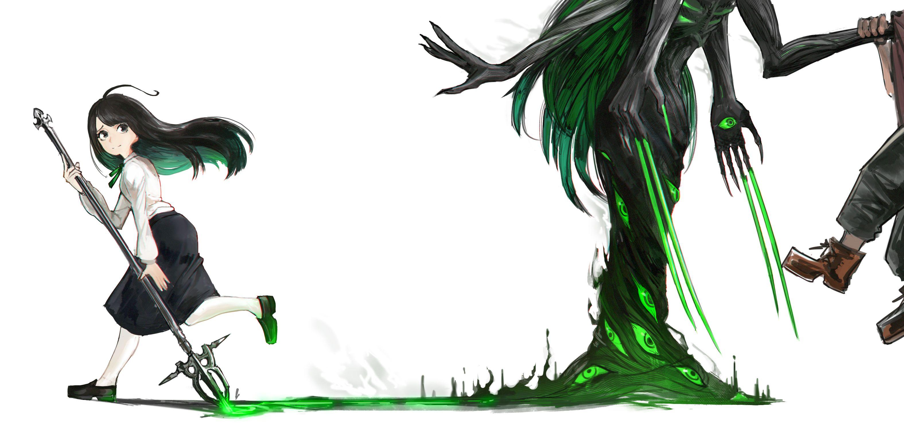 3151x1500 Boy, Eye, Fantasy, Monster, Girl wallpaper. Mocah.org HD Desktop Wallpaper