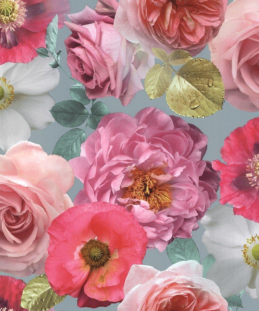 1000x1200 Country Garden Teal Wallpaper