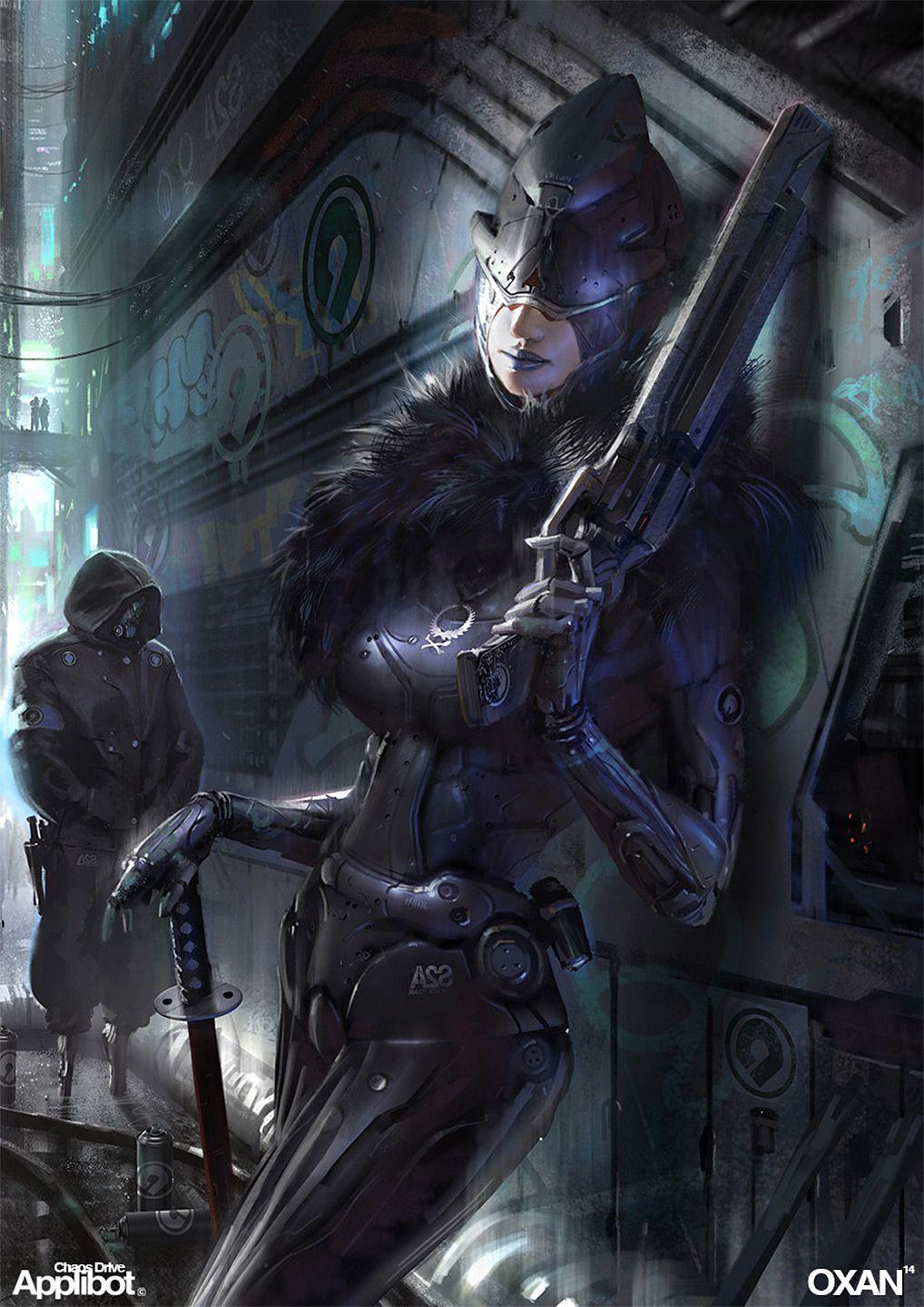 1018x1440 Sci Fi Art: Cyber Mafia Boss Samurai Digital, Sci FiCoolvibe