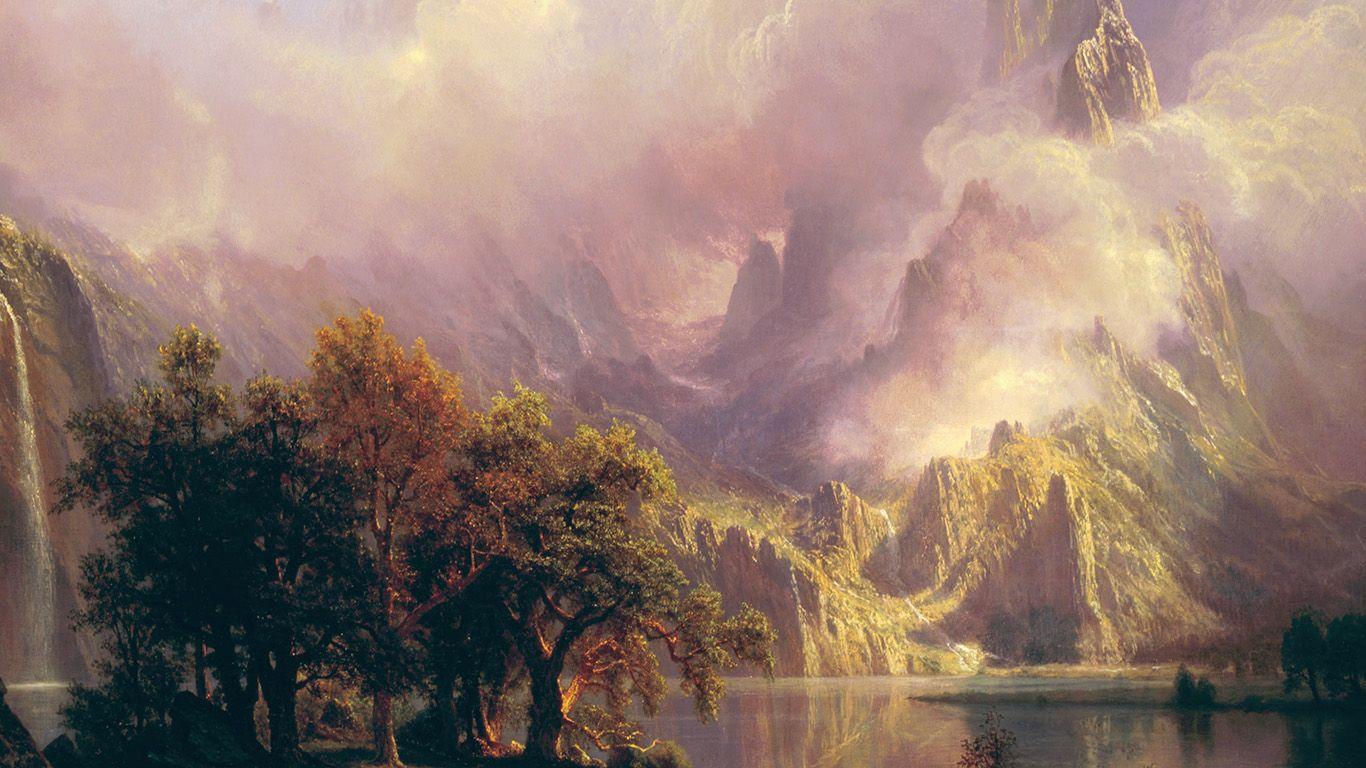 1366x768 Albert Bierstadt Classic Painting Art
