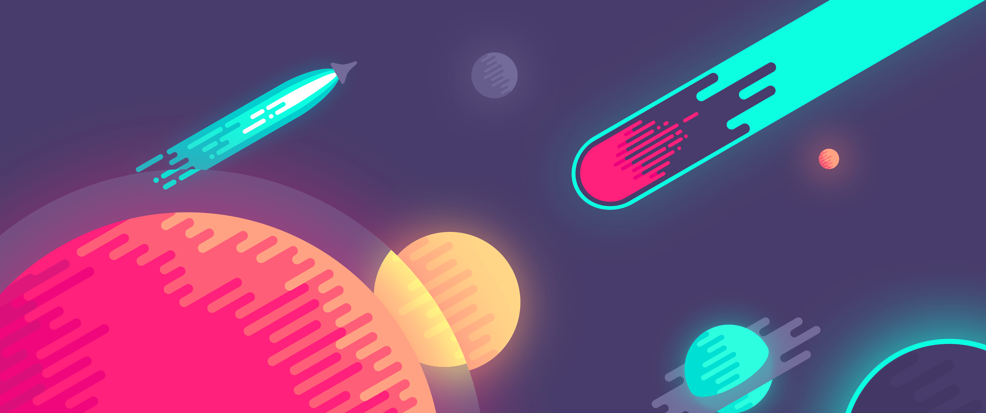 3440x1440 space art, artwork, space, digital art, cyanx1440 Wallpaper