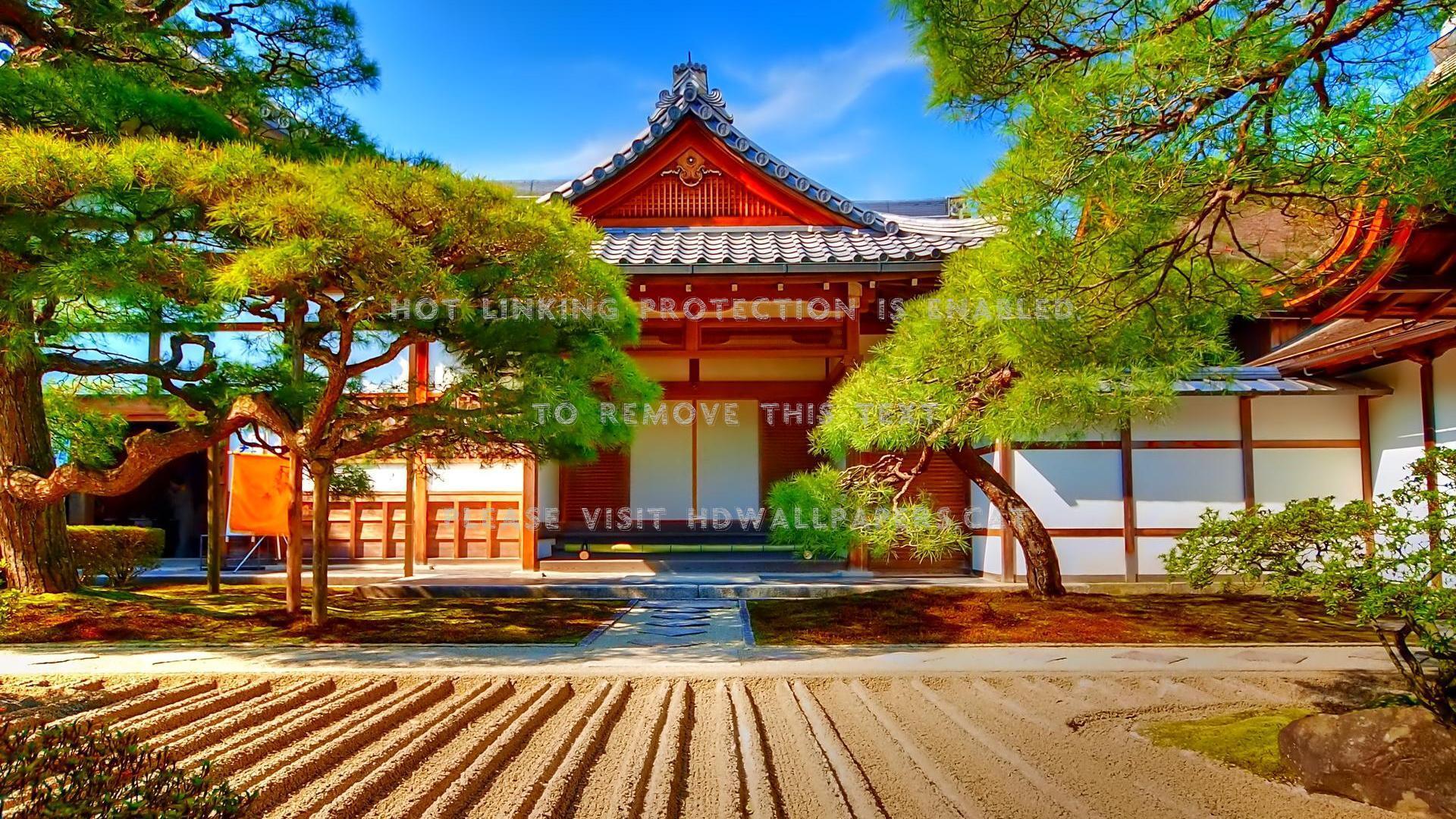 1920x1080 a lovely japanese pagoda house graden sand