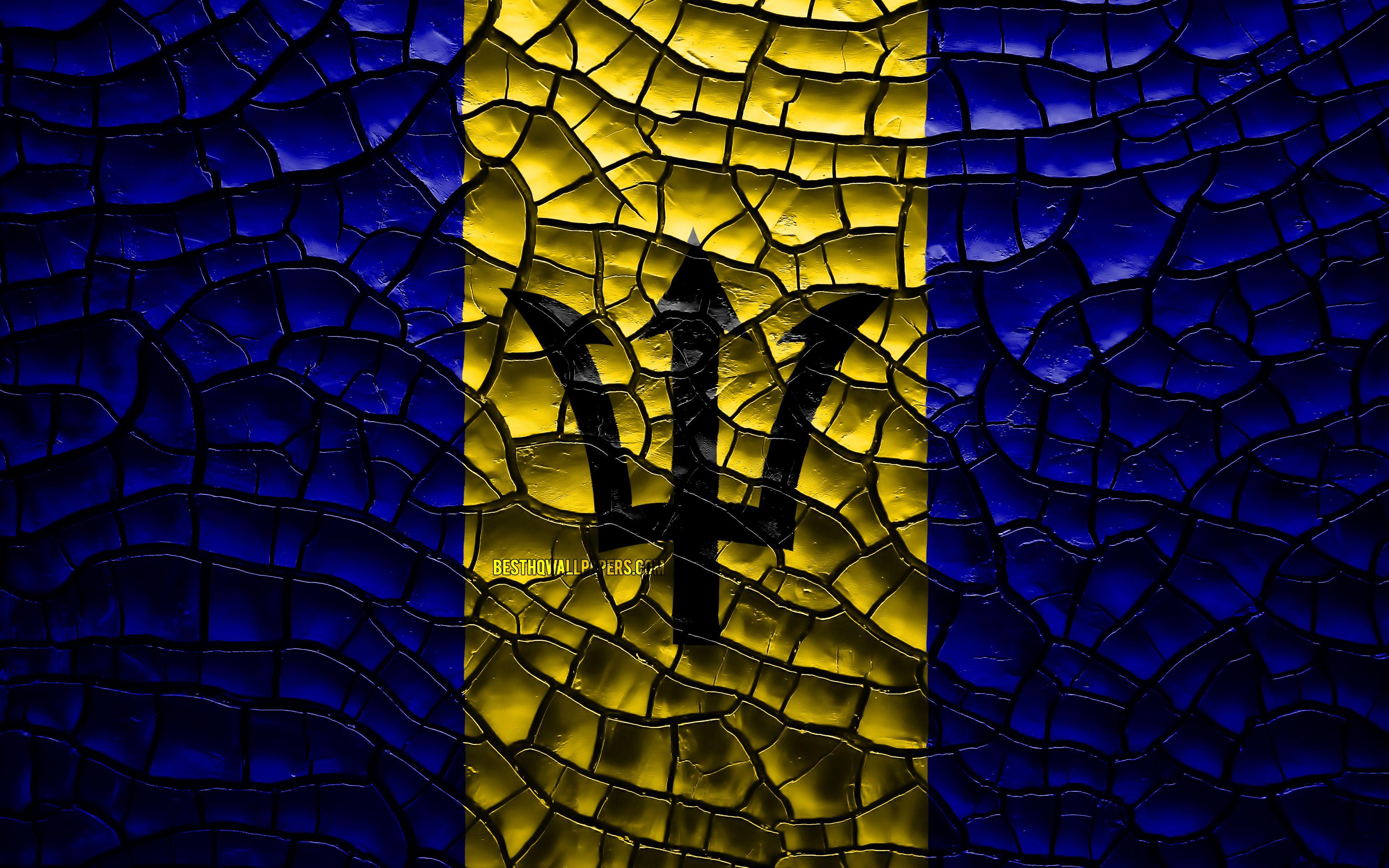 3840x2400 Download wallpaper Flag of Barbados, 4k, cracked soil, North America, Barbados flag, 3D art, Barbados, North American countries, national symbols, Barbados 3D flag for desktop with resolution 3840x2400. High Quality HD picture