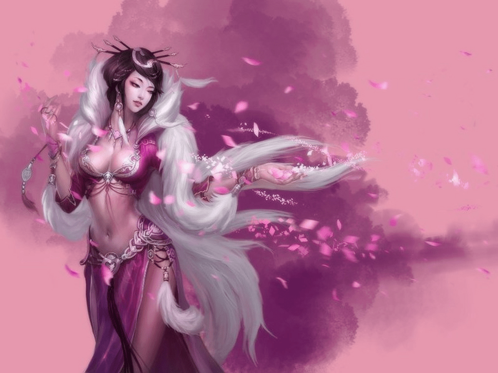 1024x768 Pink Fantasy Girl Wallpaper