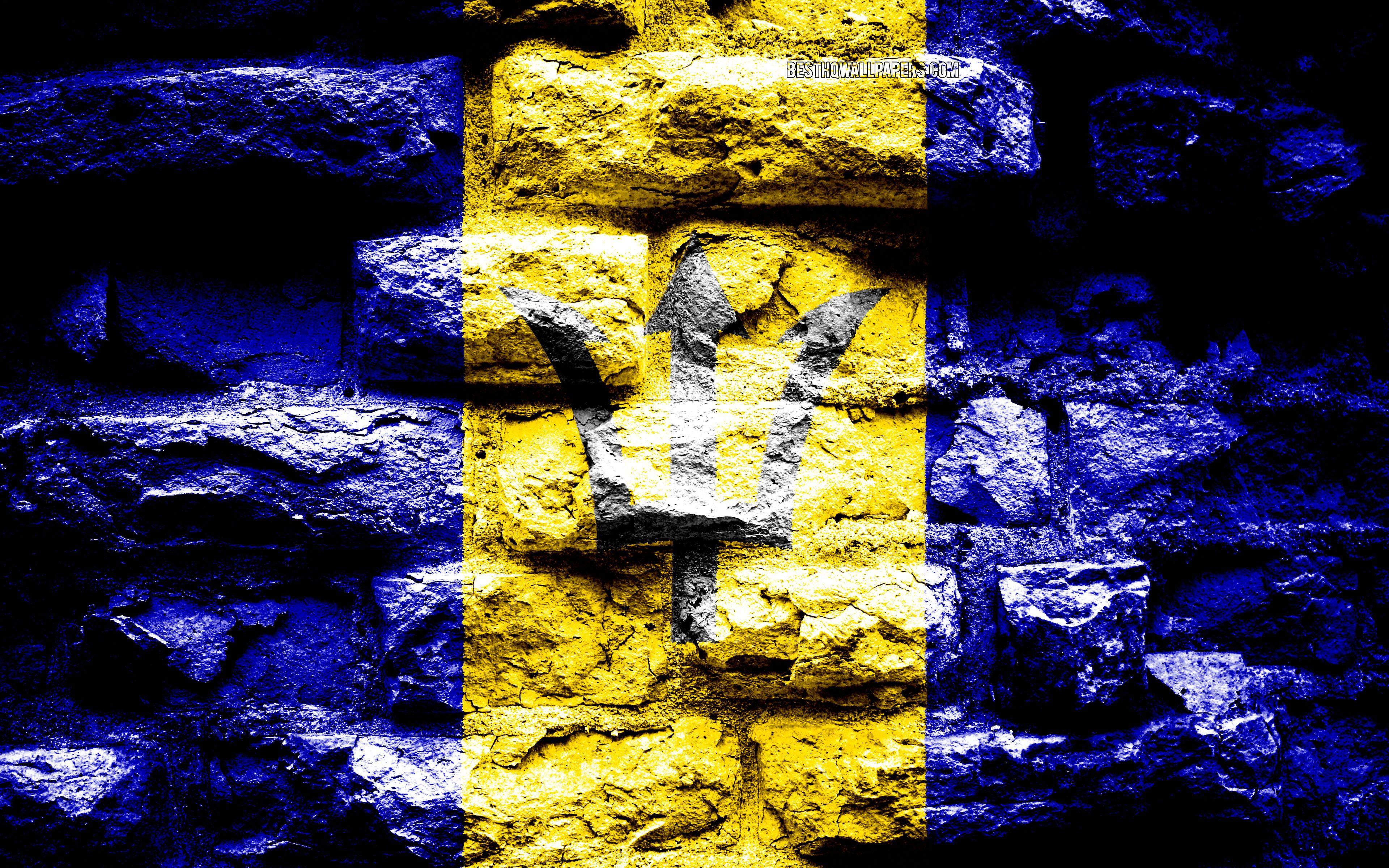 3840x2400 Download wallpaper Barbados flag, grunge brick texture, Flag of Barbados, flag on brick wall, Barbados, Europe, flags of North countries for desktop with resolution 3840x2400. High Quality HD picture wallpaper