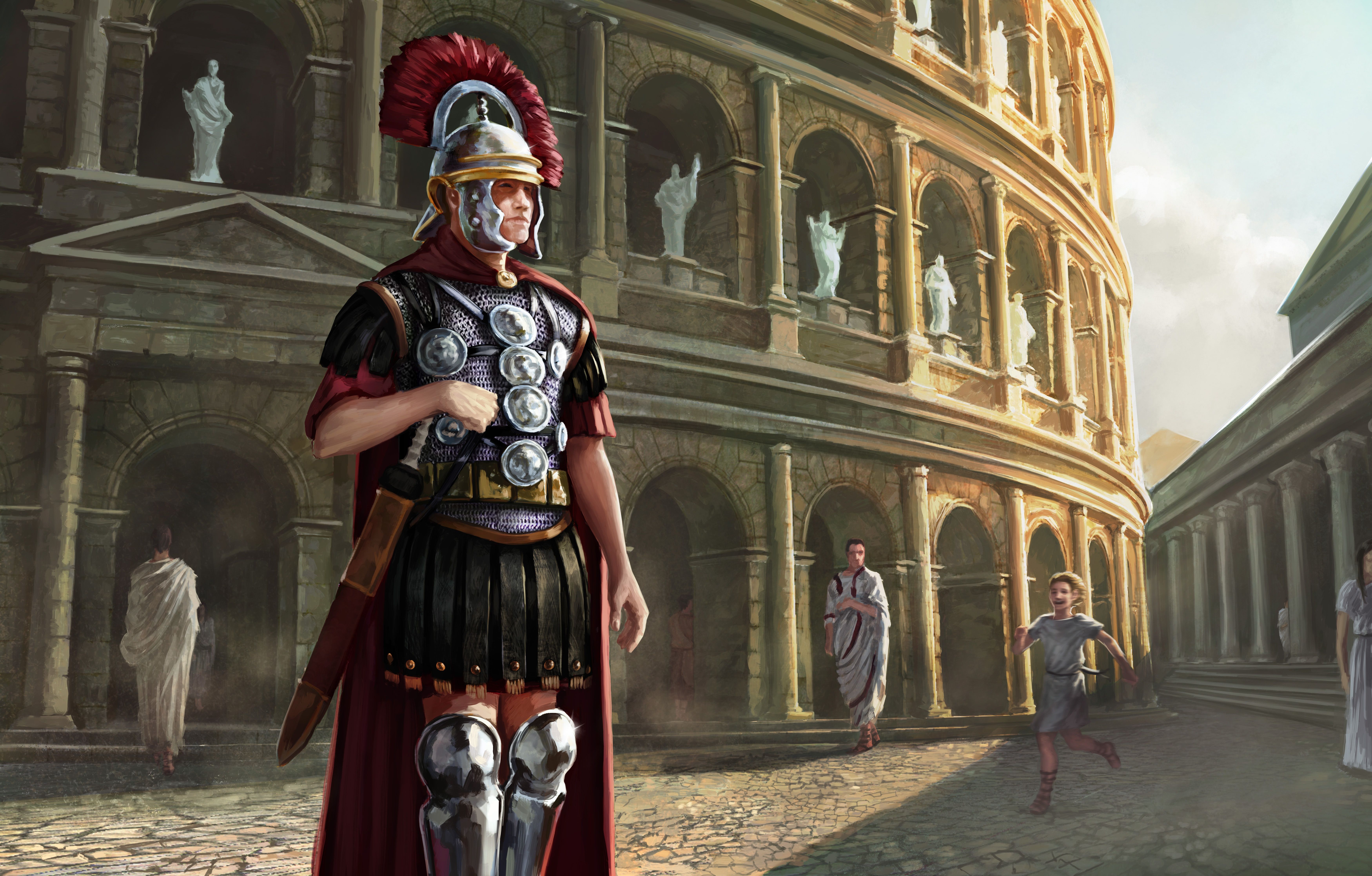 7000x4470 Wallpaper figure, Colosseum, Centurion, ancient Rome, The Roman army for mobile and desktop, section живопись, resolution 7000x4470