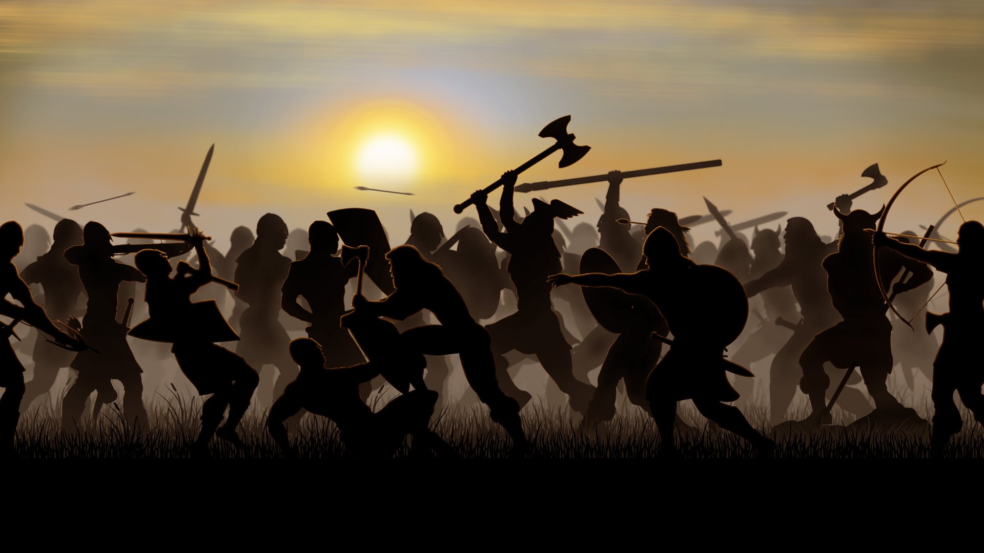 1920x1080 10 8 NT Silhouette Of Ancient Armies Fighting