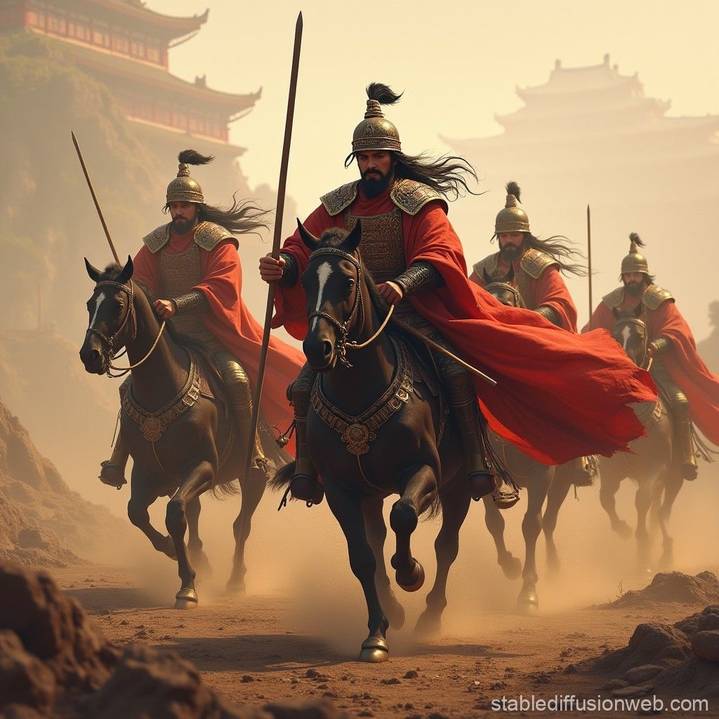 1024x1024 Ancient China Warriors Battle. Stable Diffusion Online