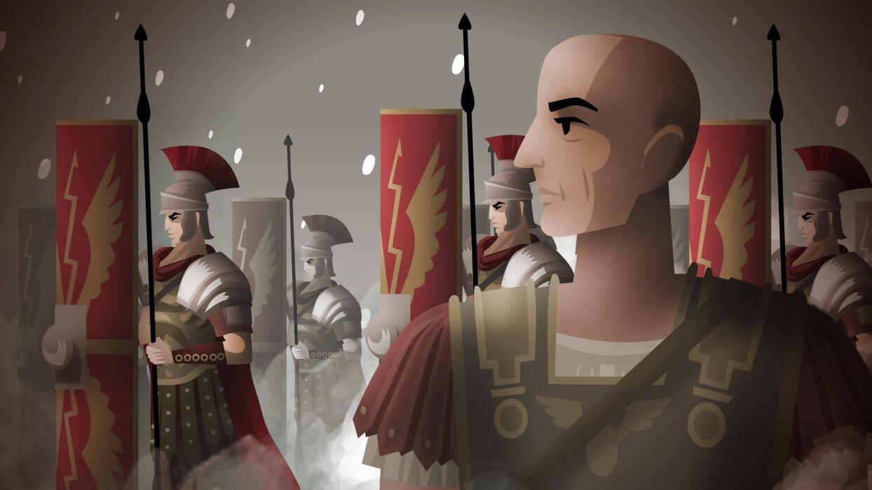 1244x700 general commanding roman army in the mist