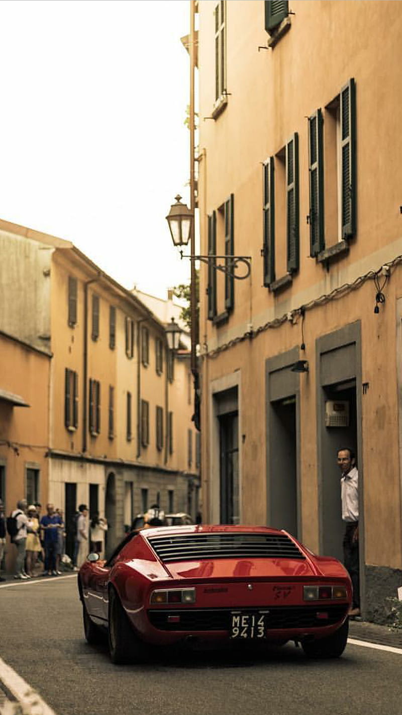 800x1422 Lamborghini Miura SV, car, carros, italy, old, red, HD phone wallpaper