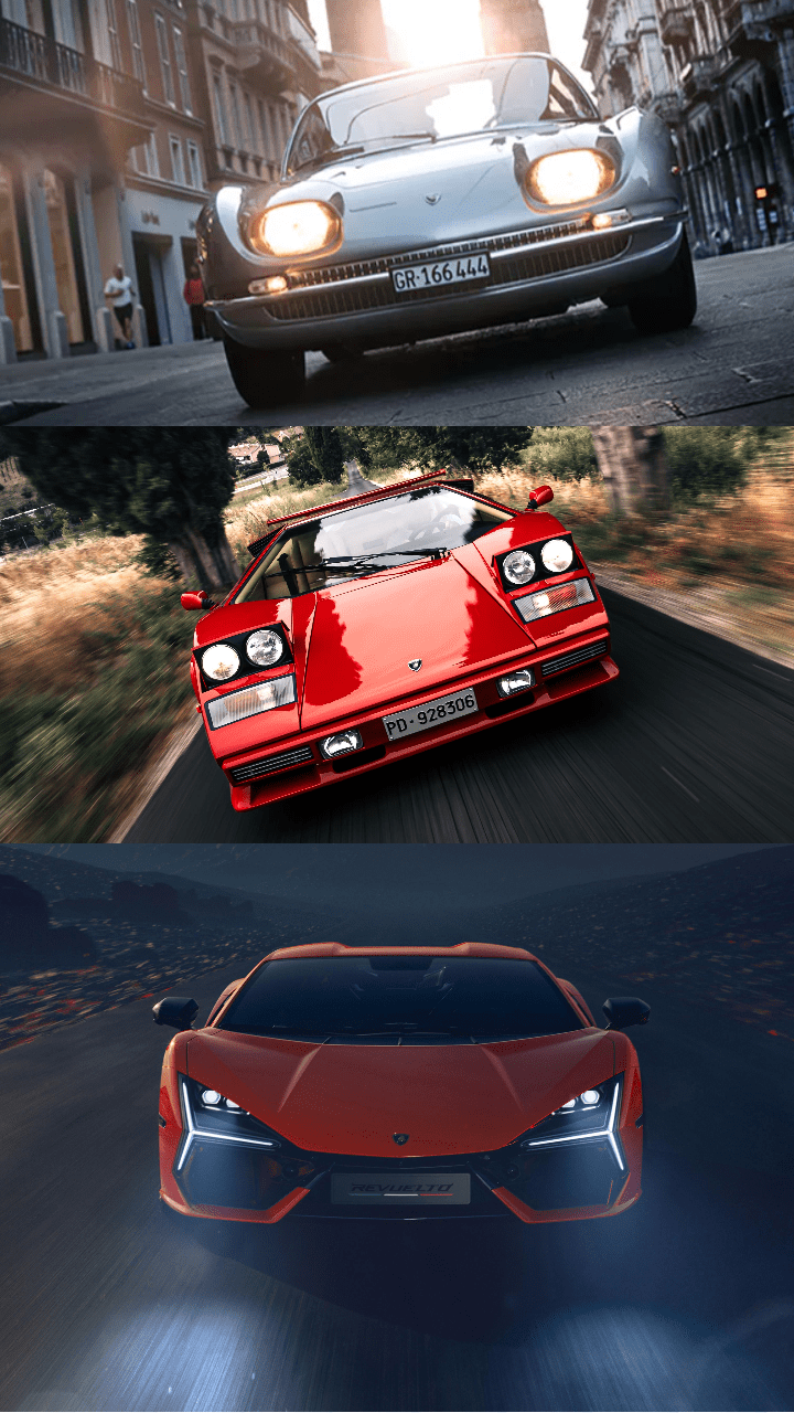720x1280 Evolution of Lamborghini V12 in image: From 1964 350 GT to the Revuelto V12 hybrid. Times of India