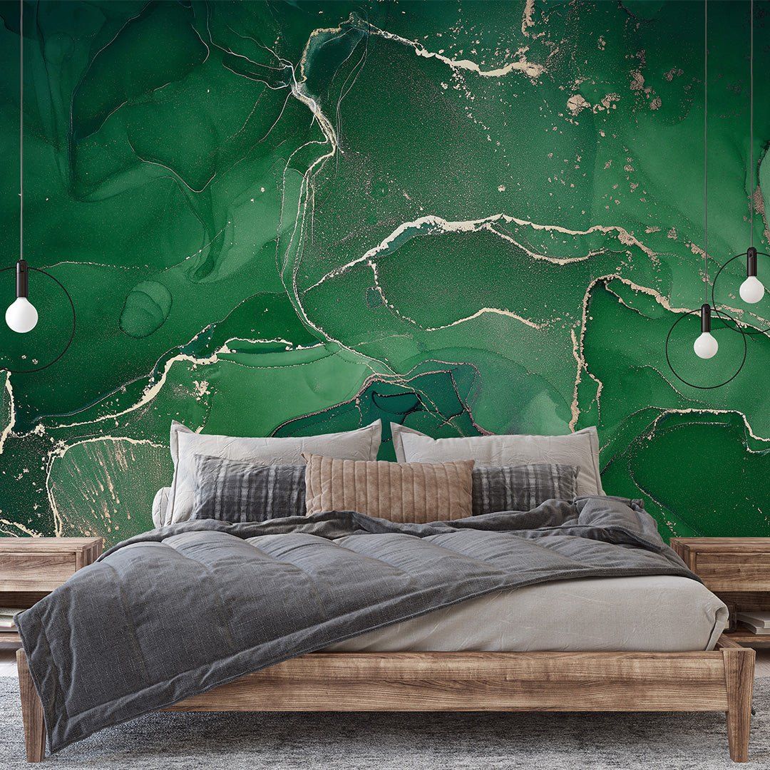 1080x1080 SALE! Green Watercolor Ink Wall Mural CCM026 Traditional Non Woven / Sample 8 Wide X 11 High