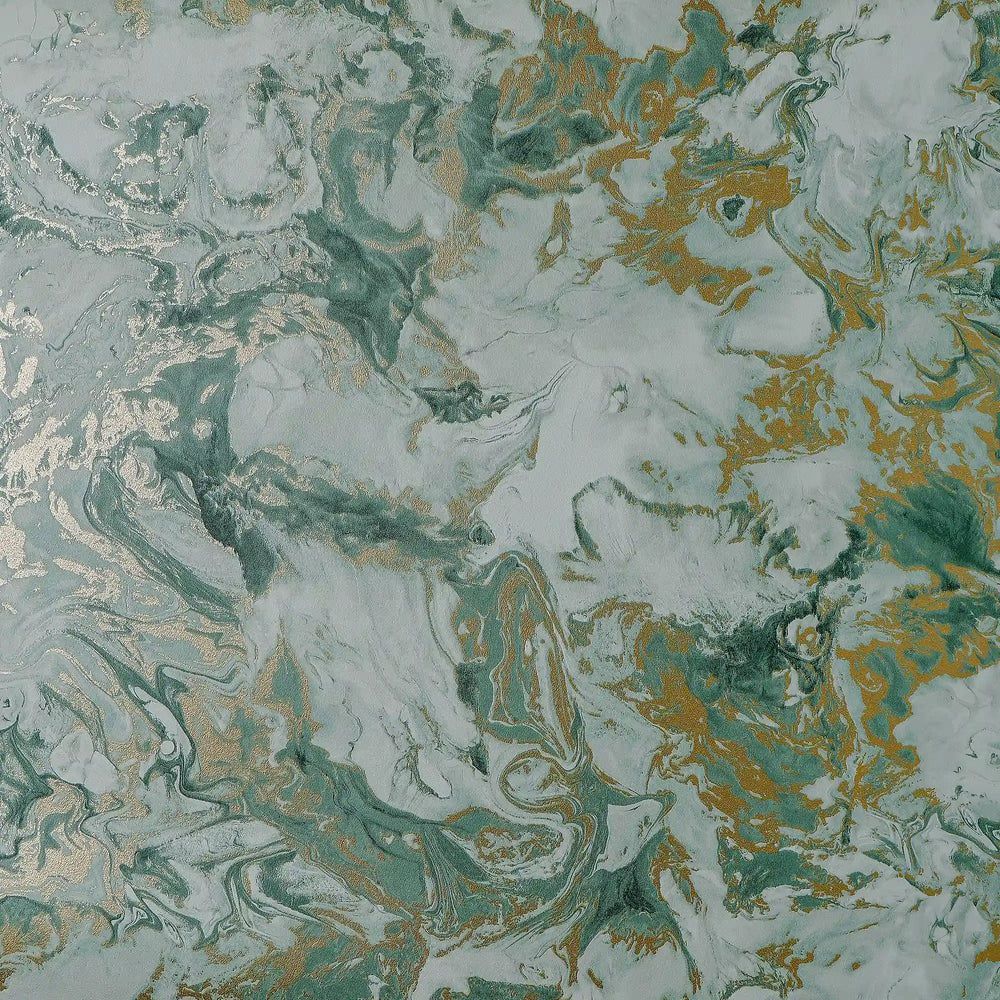 1000x1000 Liquid Marble Wallpaper in Sage and Gold