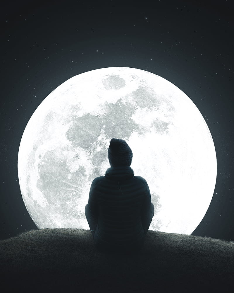 800x1000 HD watching the moon wallpaper
