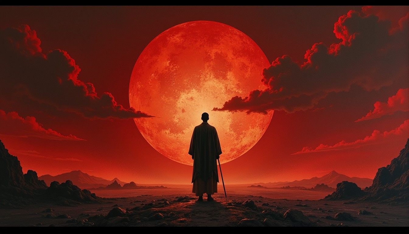 1344x768 Free Crimson Moon Watcher Image, Moon, Crimson