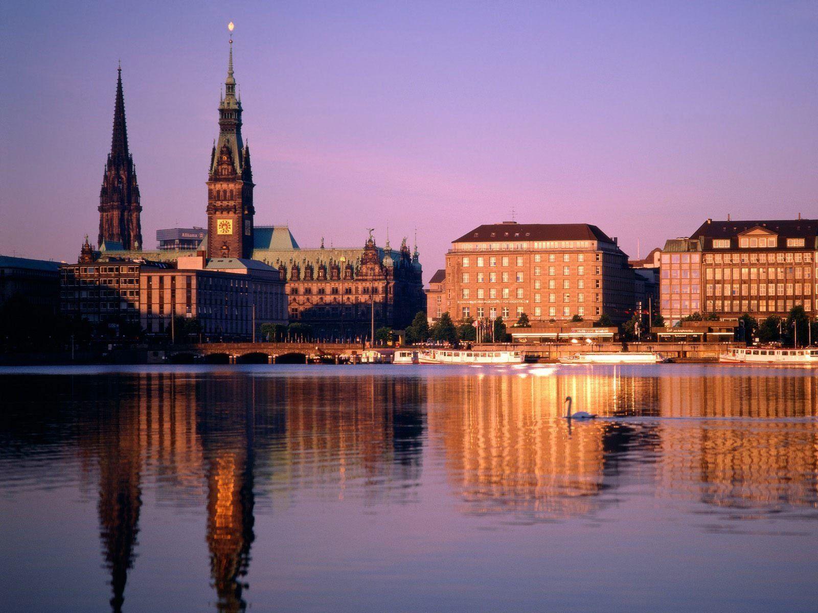 1600x1200 Hamburg, Germany, Reflection, Swans, City Wallpaper HD / Desktop and Mobile Background