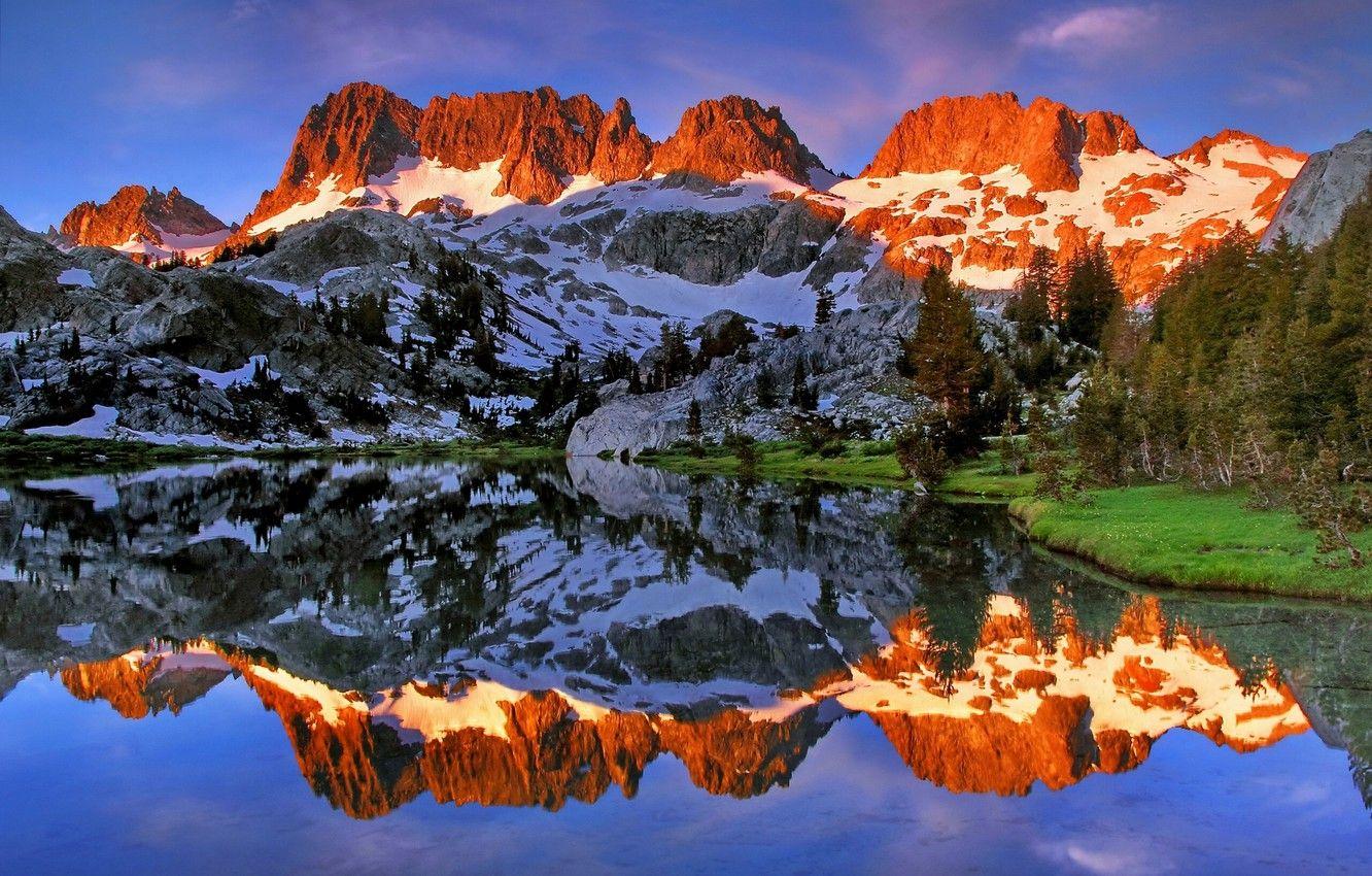 1332x850 Wallpaper mountains, lake, reflection, CA, California, Minarets, Ediza Lake, Ansel Adams Wilderness, Minarets image for desktop, section пейзажи