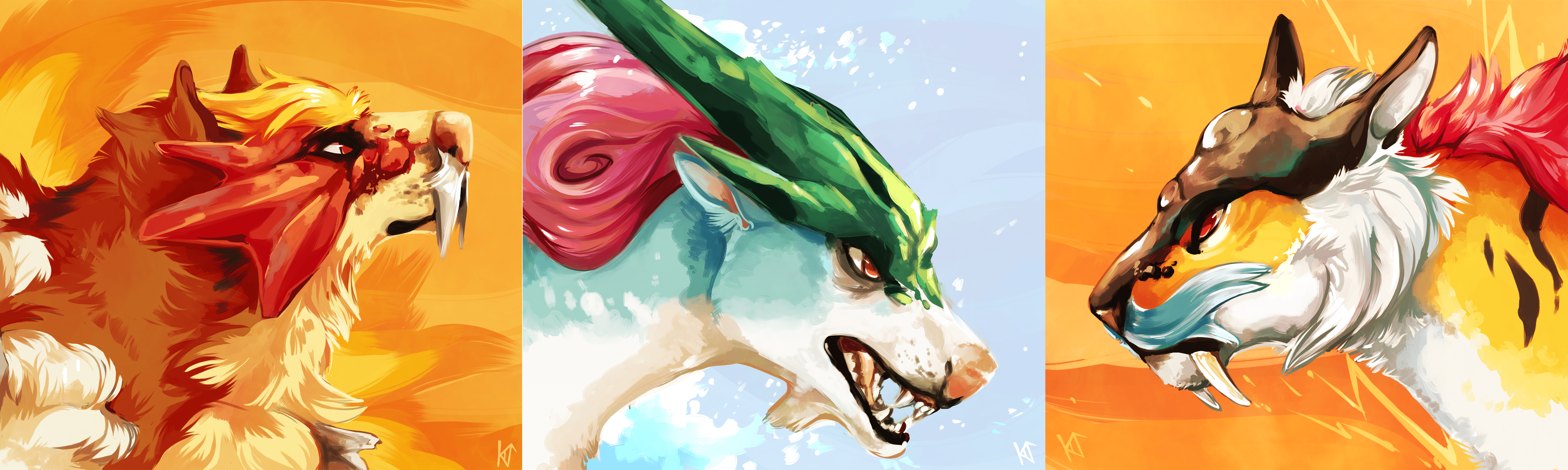 6000x1800 Mega Entei Raikou Suicune