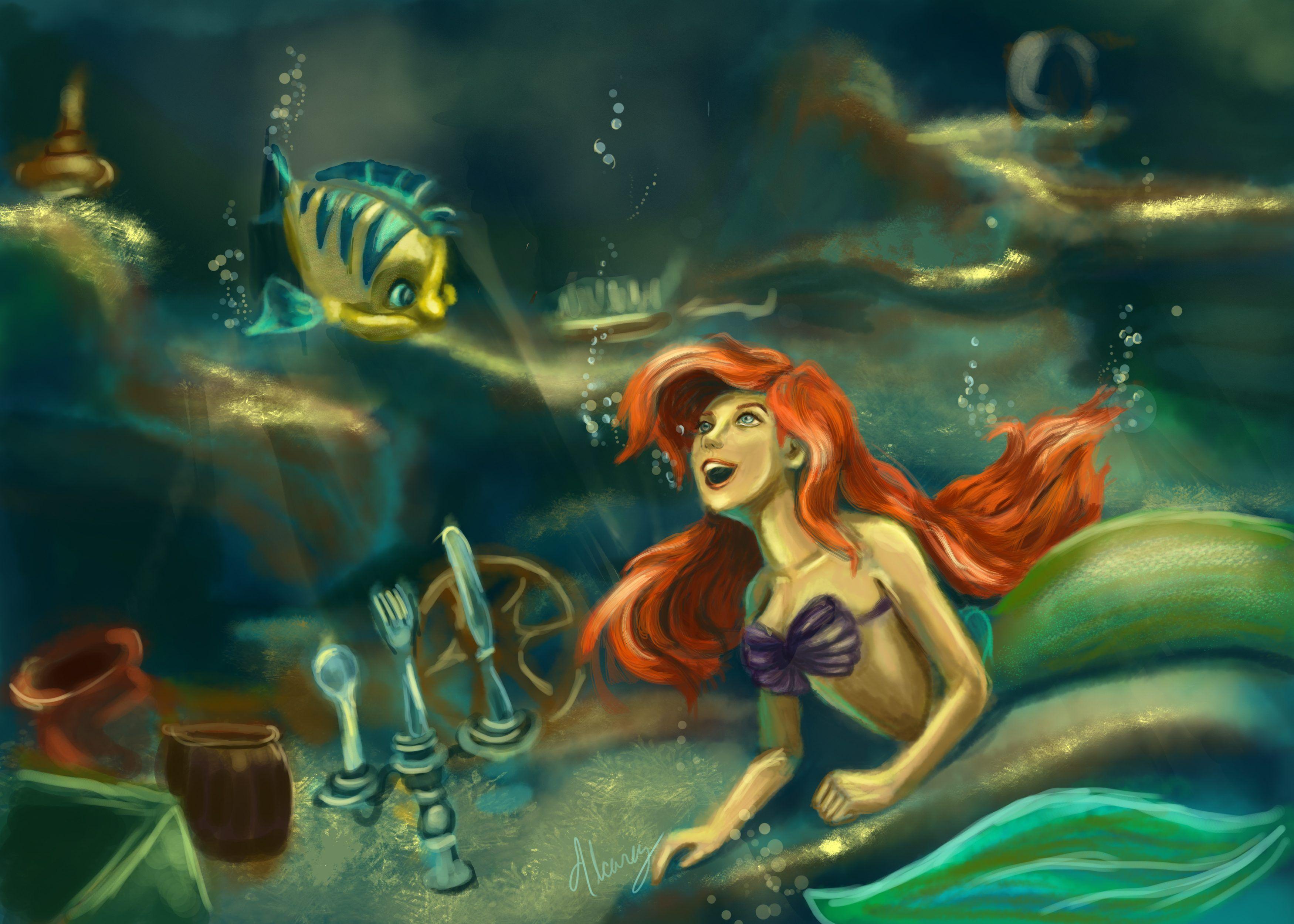 3500x2500 HD picture of mermaid mermaid Ariel, desktop wallpaper of under water, 3500×2500 px