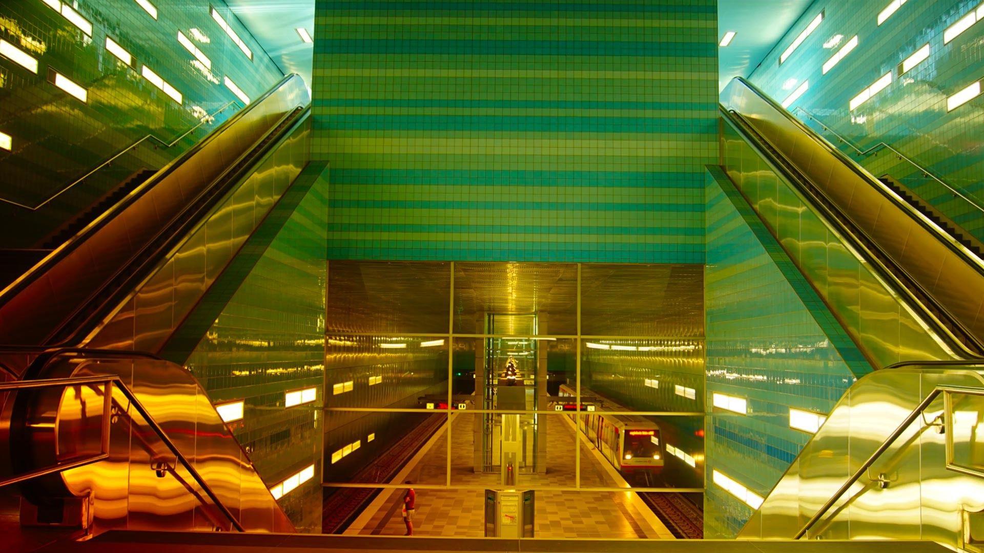 1920x1080 Überseequartier U Bahn Station In HafenCity, Hamburg, Germany. Windows 10 Spotlight Image