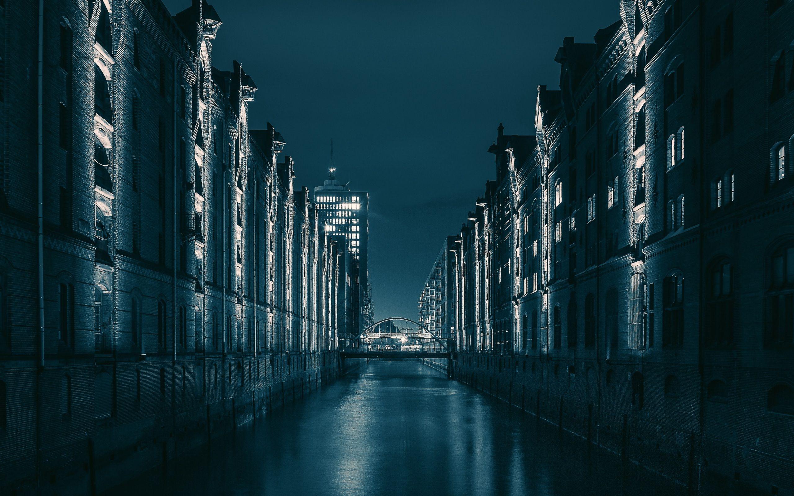 2560x1600 Wallpaper 4k night city, bridge, architecture, hamburg, germany 4k Architecture, bridge, night city