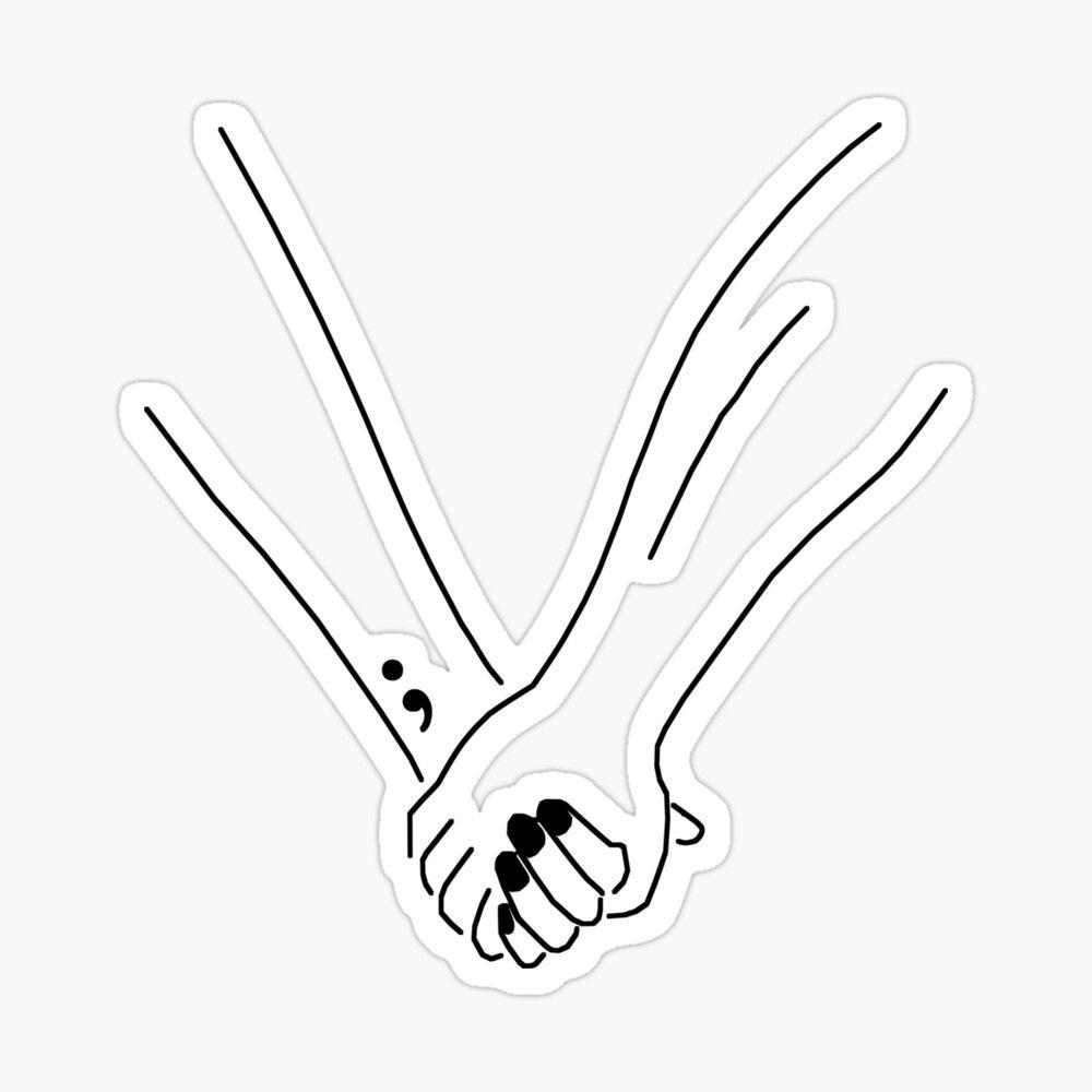 1000x1000 Project semicolon tattoo hands holding support suicide depression prevention Poster