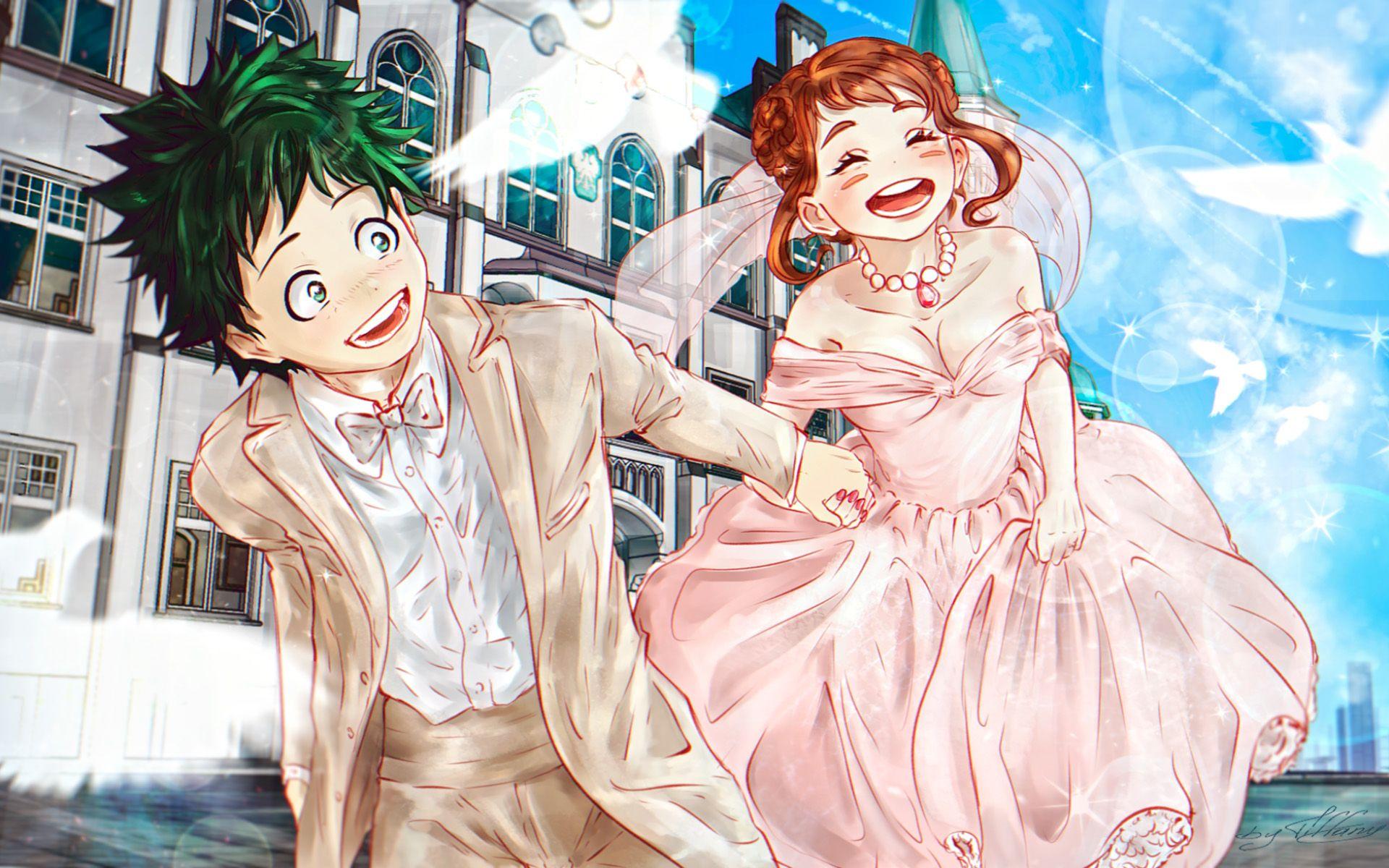 1920x1200 Download wallpaper Izuku Midoriya, Ochaco Uraraka, wedding, My Hero Academia characters, manga, Boku no Hero Academia, My Hero Academia for desktop with resolution 1920x1200. High Quality HD picture wallpaper