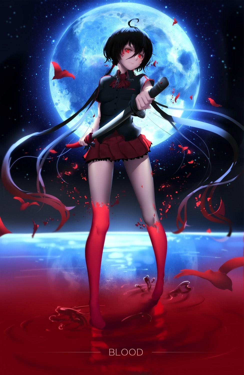 976x1500 Hk (artist) Blood C Blood The Last Vampire Kisaragi Saya Blood Seifuku Sword