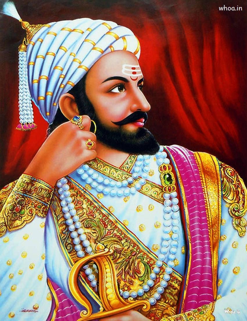 850x1106 Regal Painting Of Chhatrapati Shivaji Maharaj Wallpaper