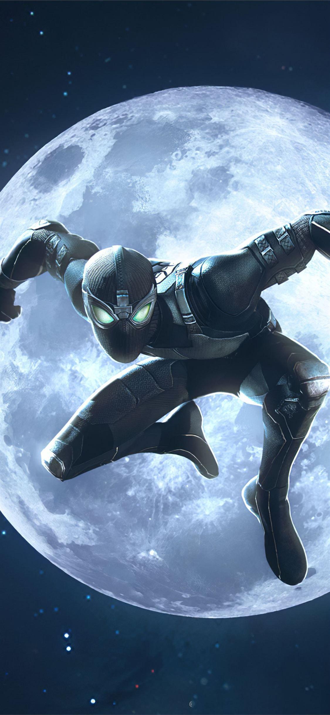 1125x2436 black spiderman marvel contest of champions iPhone 11 Wallpaper Free Download