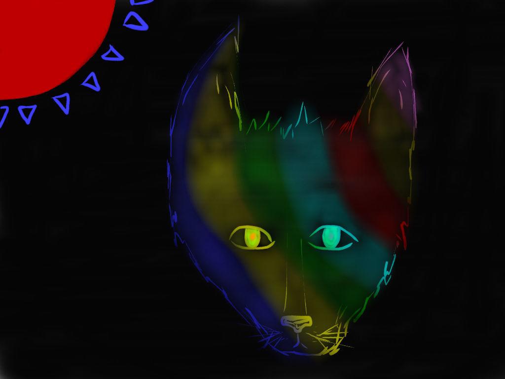 1024x768 Rainbow Wolf Drawing
