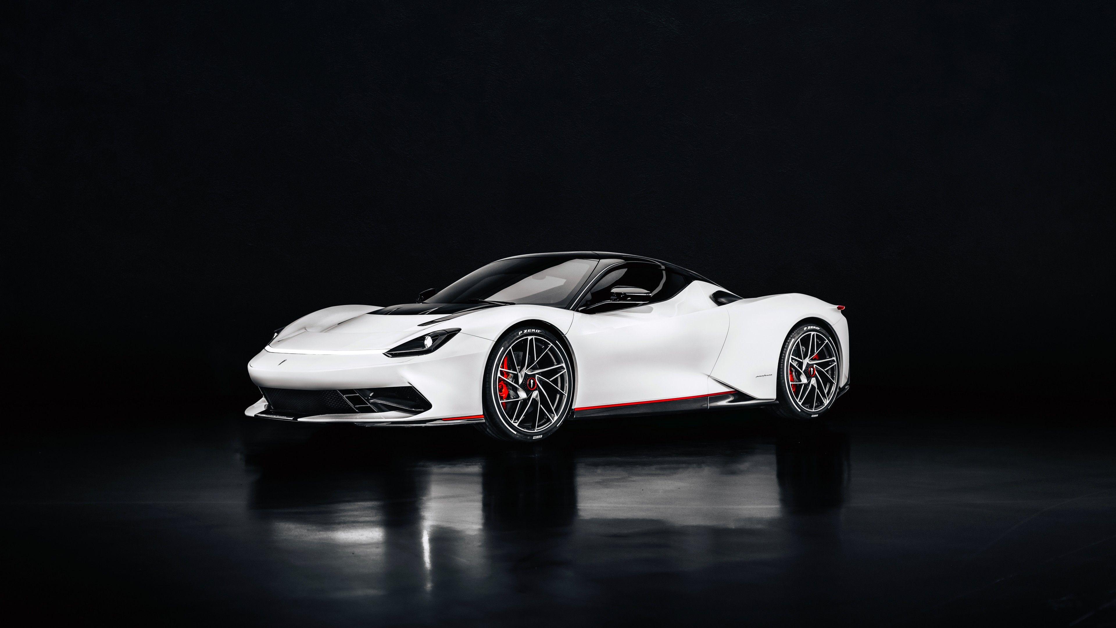3840x2160 Pininfarina Battista 4K Wallpaper, Black Background, 5K, Black Dark