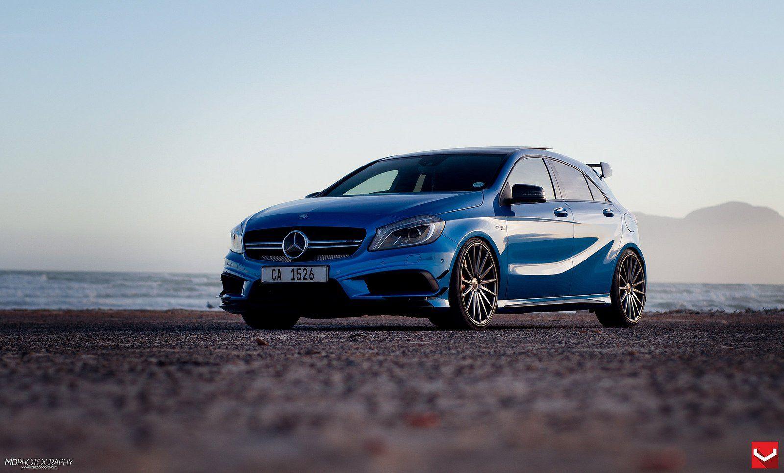 1600x966 Vossen WHEELS Mercedes A45 AMG blue tuning cars wallpaperx966