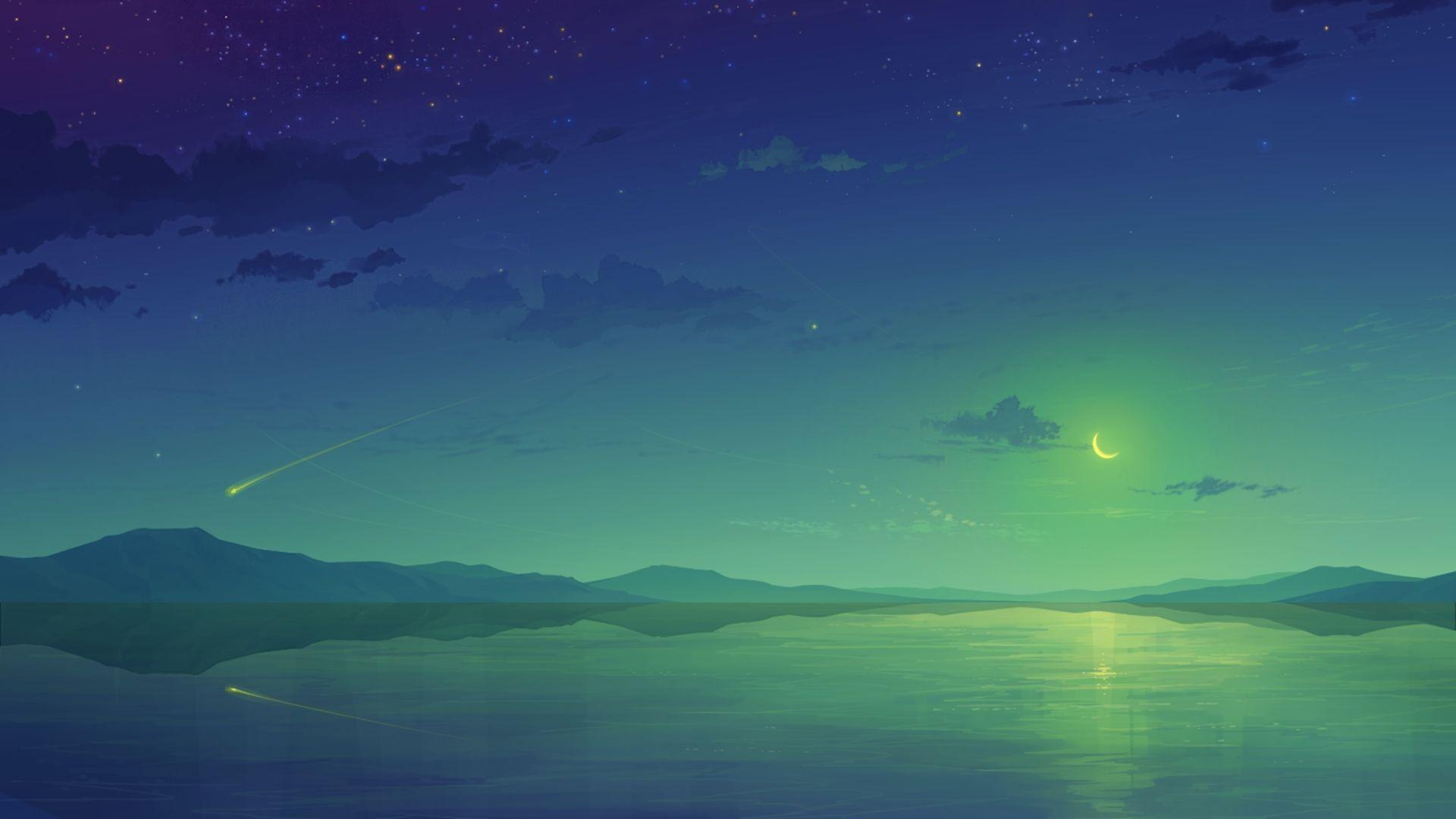 1920x1080 Anime Night Sky Wallpaper